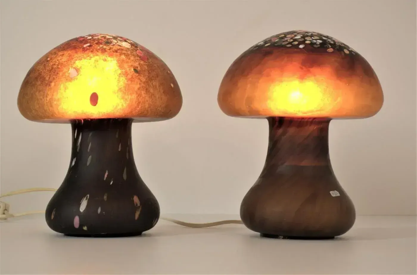 Mushroom Shaped Glass Table Lamps By Monica Backström For Kosta Boda, 1960s, Set Of 2 photo furniture
