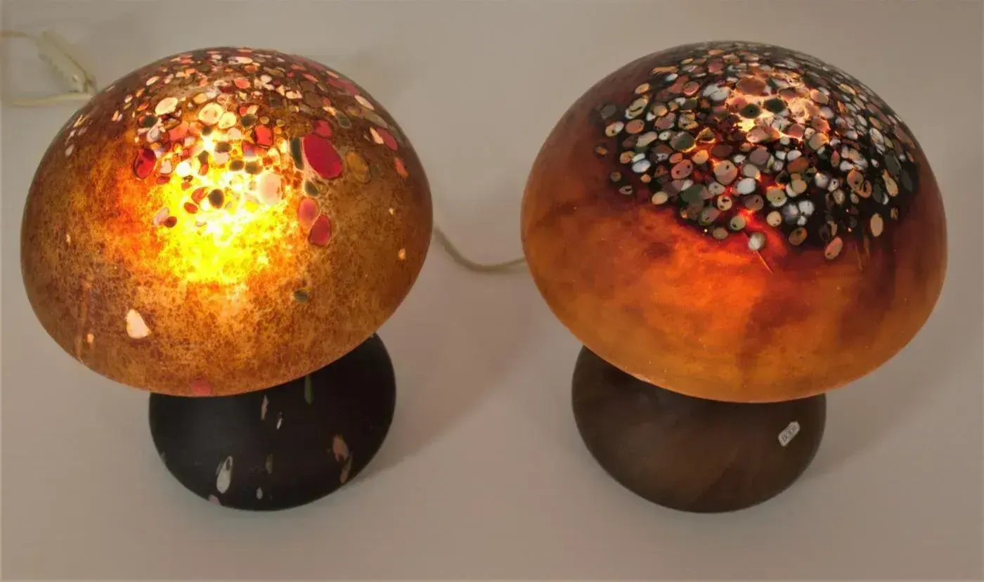 photo furniture Mushroom Shaped Glass Table Lamps By Monica Backström For Kosta Boda, 1960s, Set Of 2