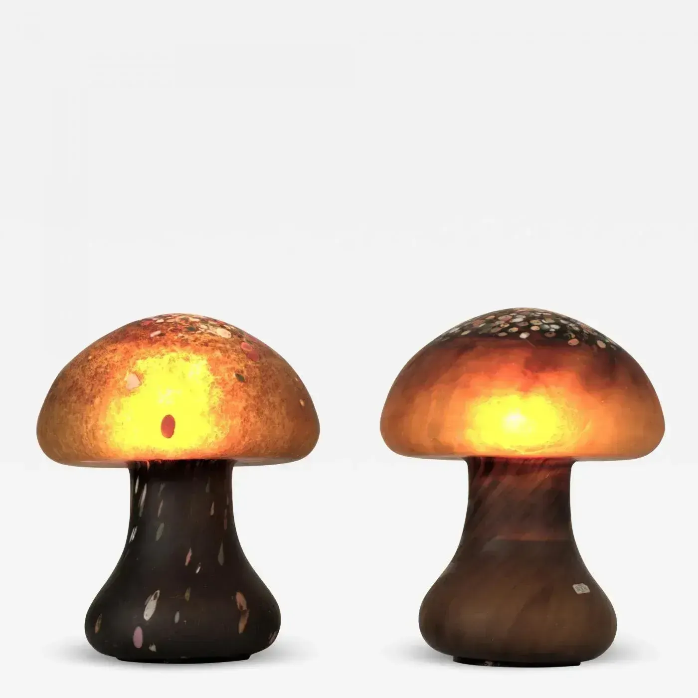 Lighting Mushroom Shaped Glass Table Lamps By Monica Backström For Kosta Boda, 1960s, Set Of 2 photo