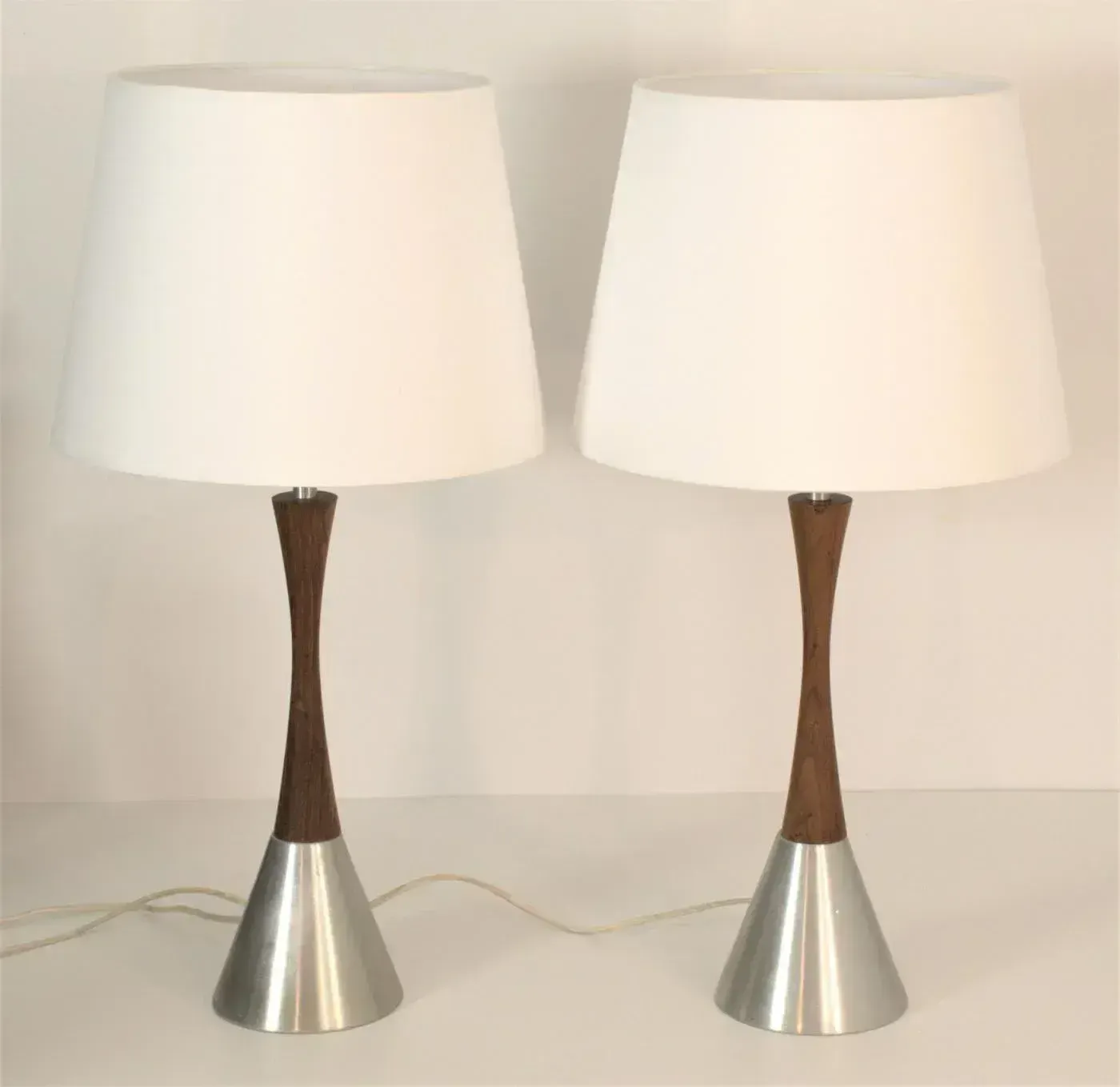 Modern Swedish Brushed Aluminium And Teak Table Lamps By Bergboms, Set Of 2 photo 1771.0