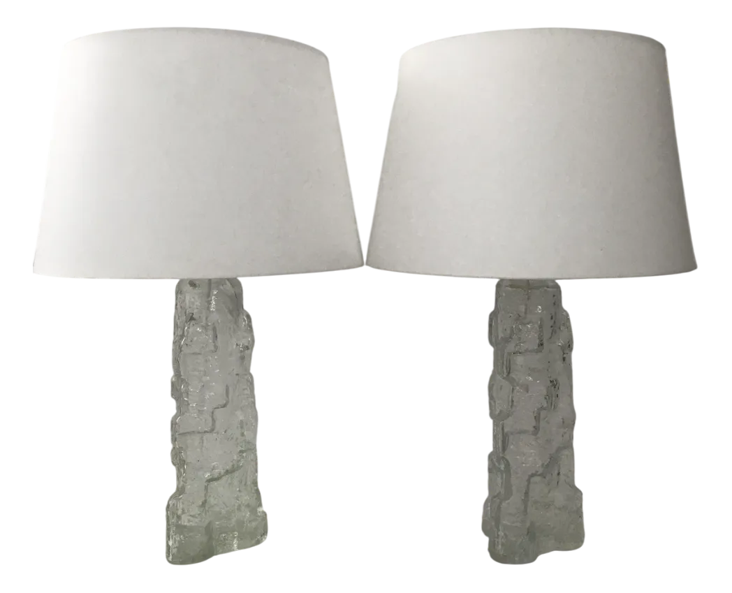 Swedish Art Glass Reijmyre Glasbruk Table Lamps, 1970s, Set Of 2