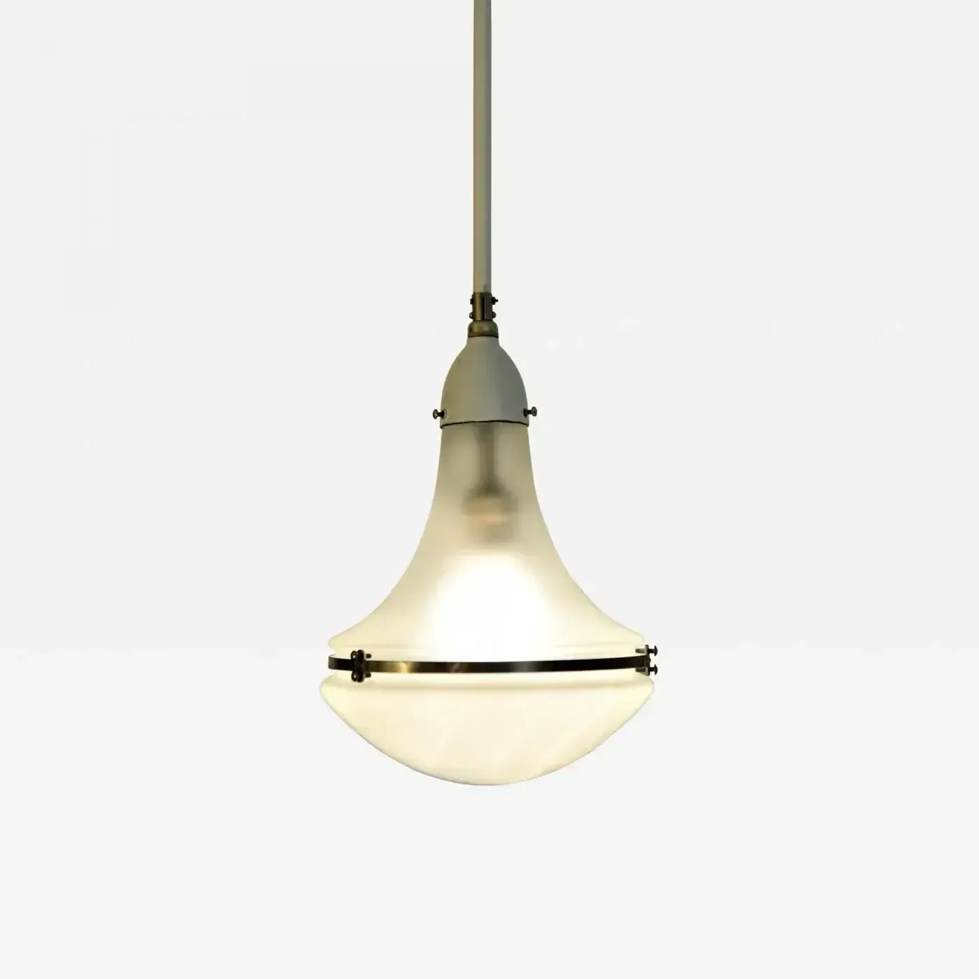 German White Enamelled Copper And Steel Luzette Pendant By Peter Behrensaeg, 1920s photo for sale