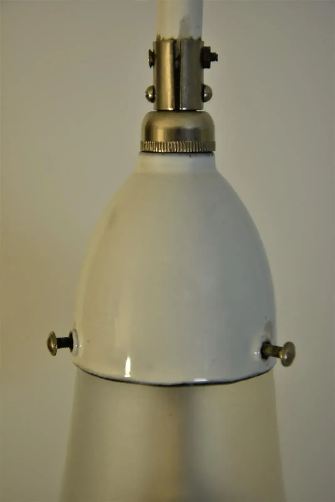German White Enamelled Copper And Steel Luzette Pendant By Peter Behrensaeg, 1920s photo 893.0