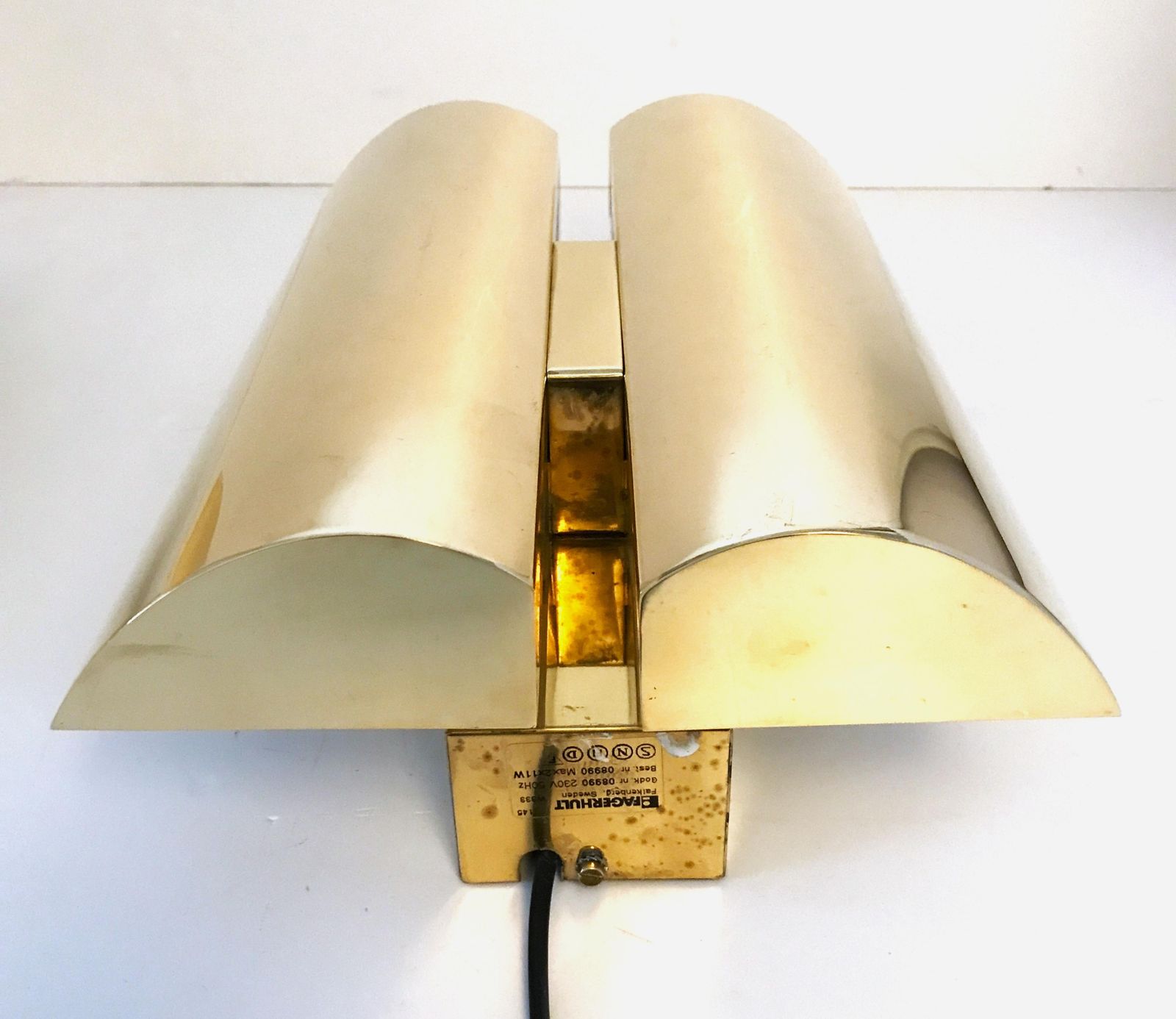 Swedish Brass Wall Sconces By Falkenbergs Belysning Ab, 1980s, Set Of 2 photo Lighting