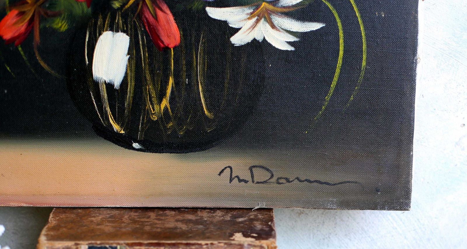 Original Oil Painting On Canvas Contemporary Style French Flowers Floral Still Life Signed photo 82.0