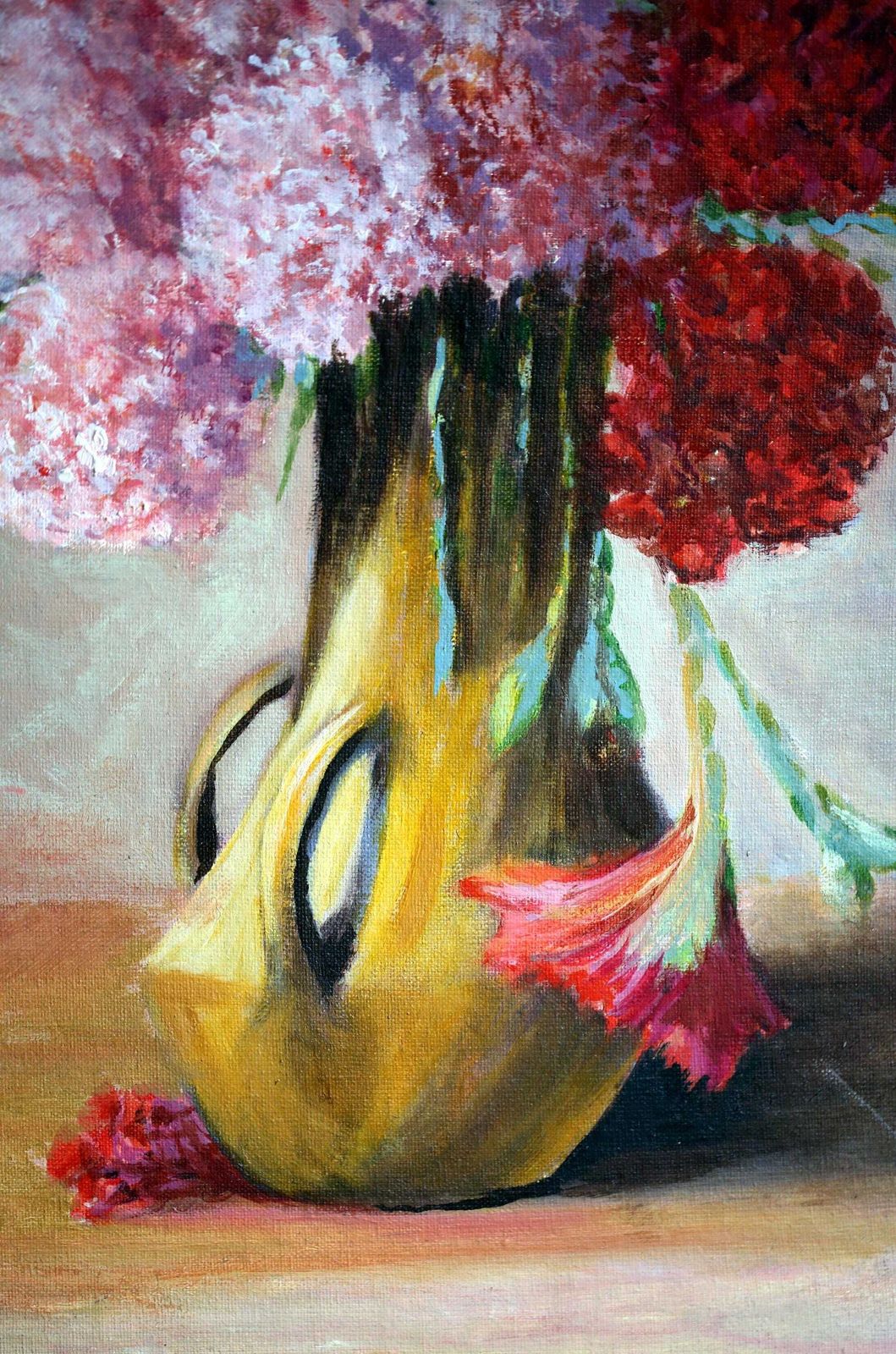 French Floral Oil Painting Vintage Art Flowers Still Life R Millet photo for sale