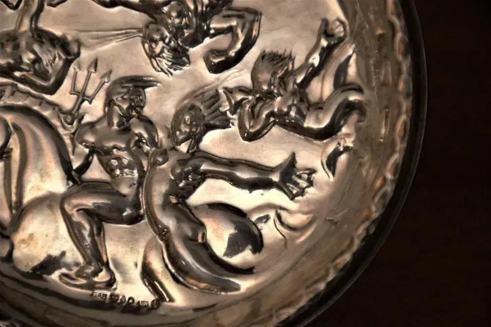 Swedish Gab Sterlingsilver And Bakelite Coasters, Made After Carl Milles "Play Of The Winds" photo vintage