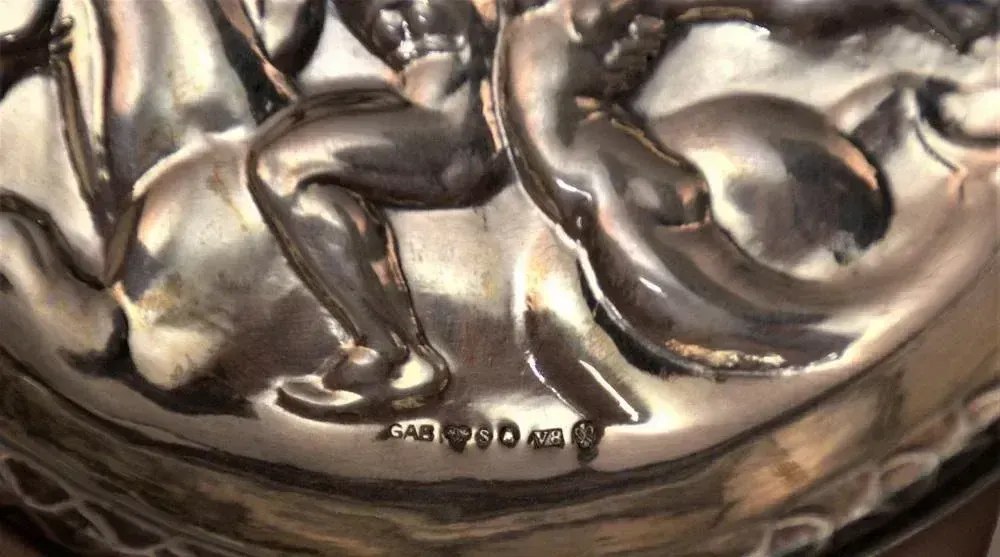 Home Decor Swedish Gab Sterlingsilver And Bakelite Coasters, Made After Carl Milles "Play Of The Winds" photo