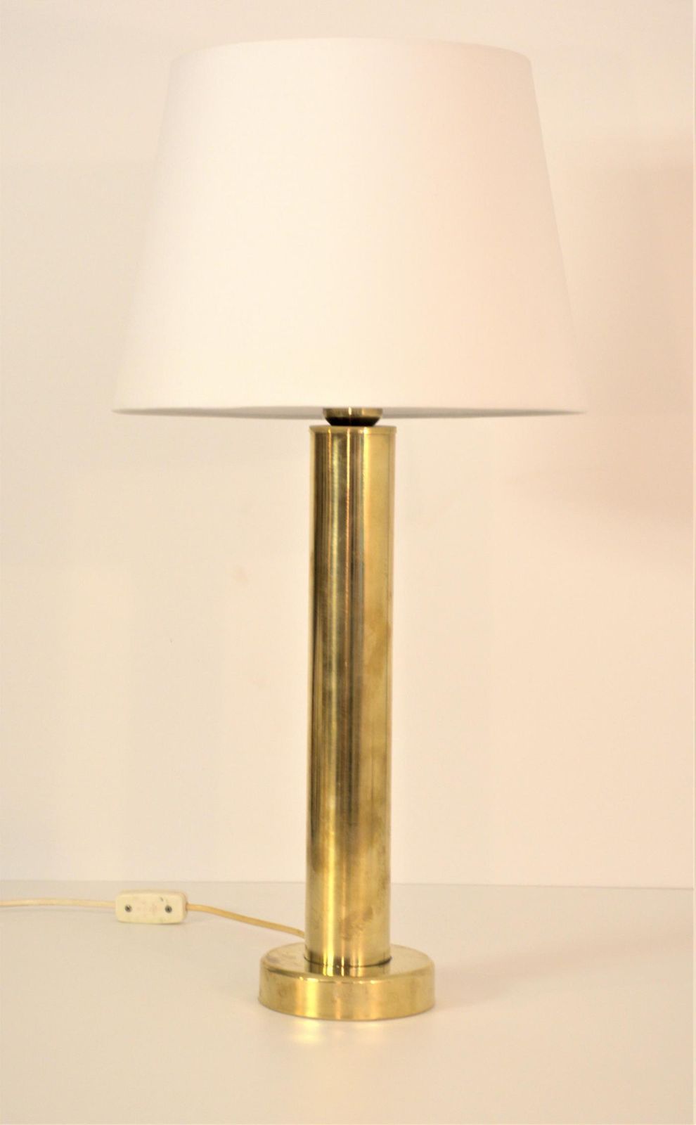 photo for sale Large Swedish Modern Brass Table Lamps By Kosta Elarmatur, 1940s, Set Of 2