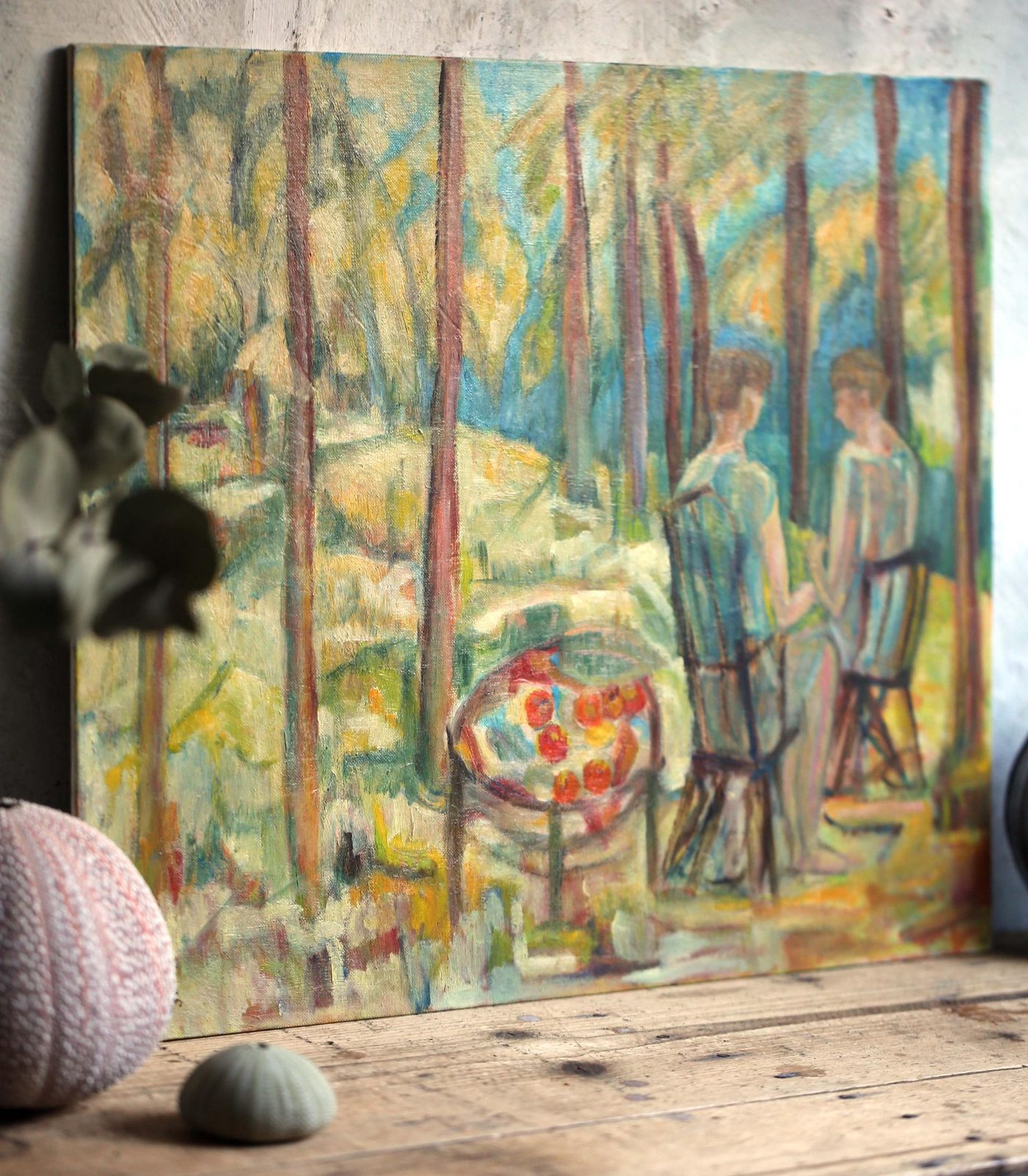 Original Landscape Oil Painting Impressionist Woodland Scene Picture G Mayens photo furniture