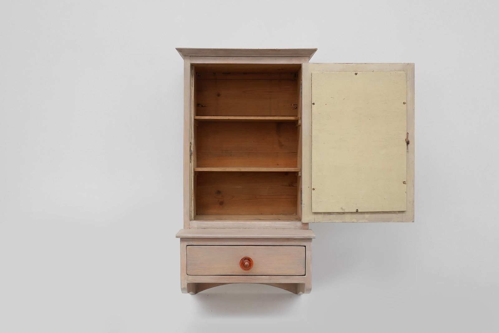 photo furniture Art Deco French Wooden Medicine Cabinet With Mirror, 1920s
