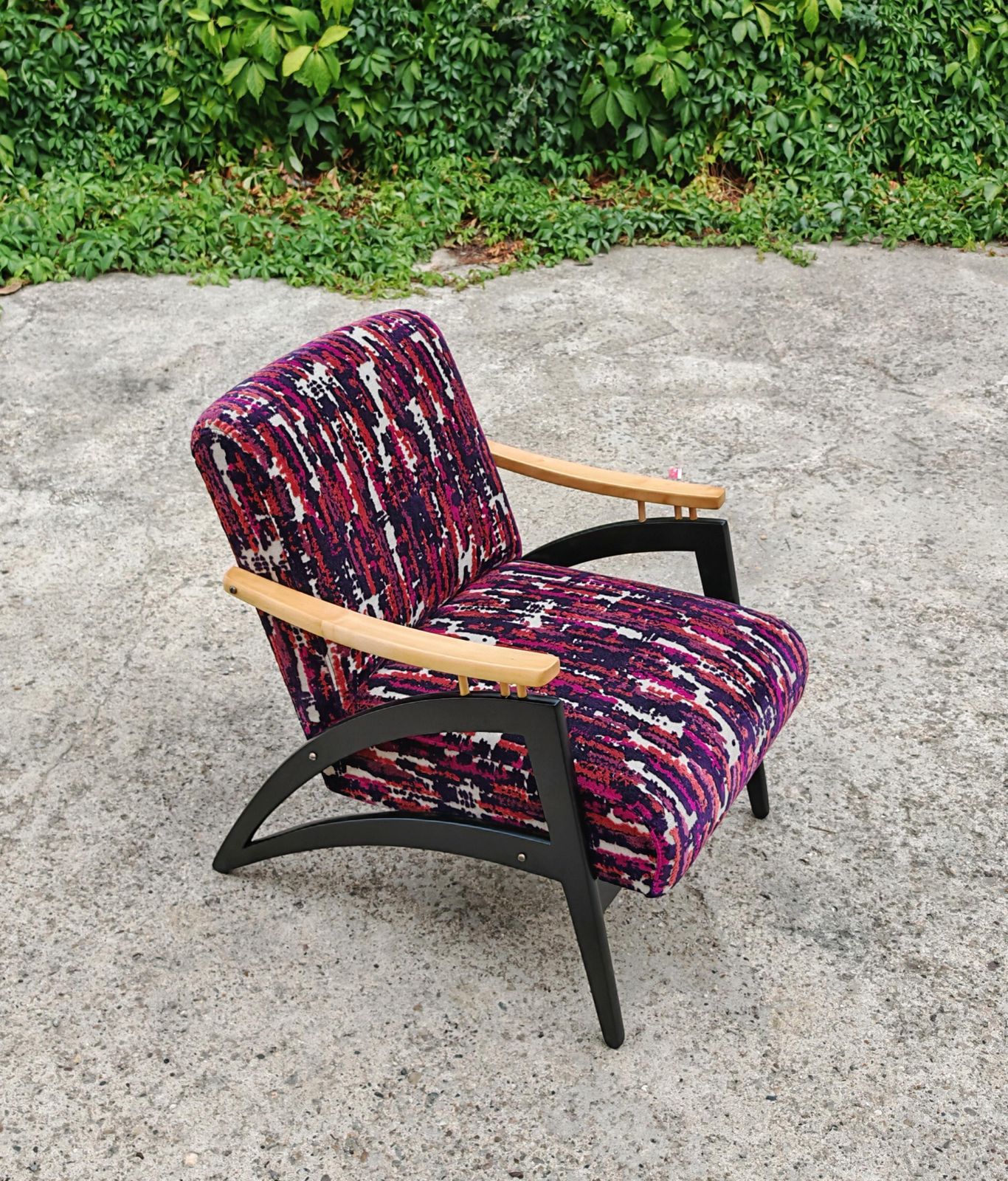 Pair Of Mid Century Modern Armchairs "Gazelle" Featuring Uniquely Shaped Lines photo for sale