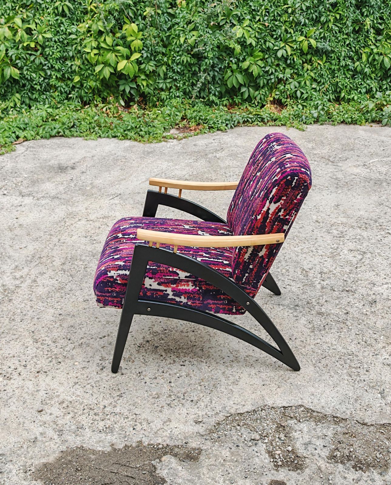 3500.0 Pair Of Mid Century Modern Armchairs "Gazelle" Featuring Uniquely Shaped Lines photo