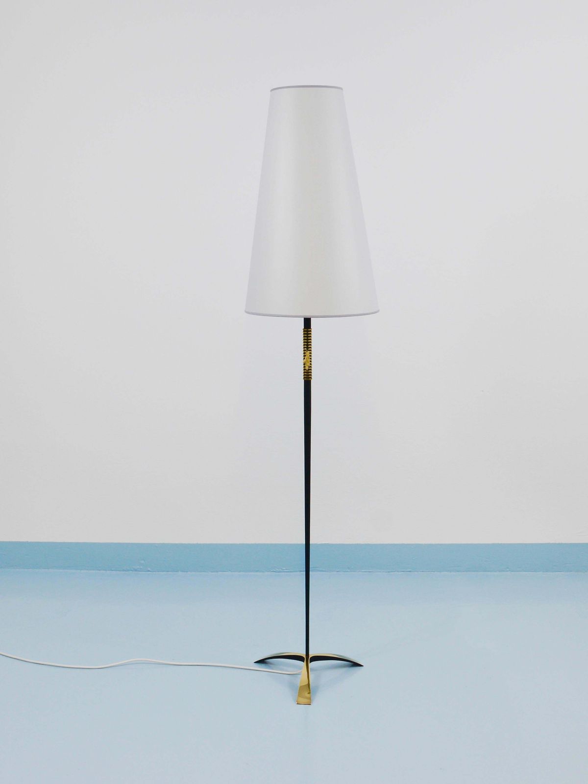 Lighting Rupert Nikoll Midcentury Brass Floor Lamp, Carl Aubock Hand Switch Austria, 1950 photo