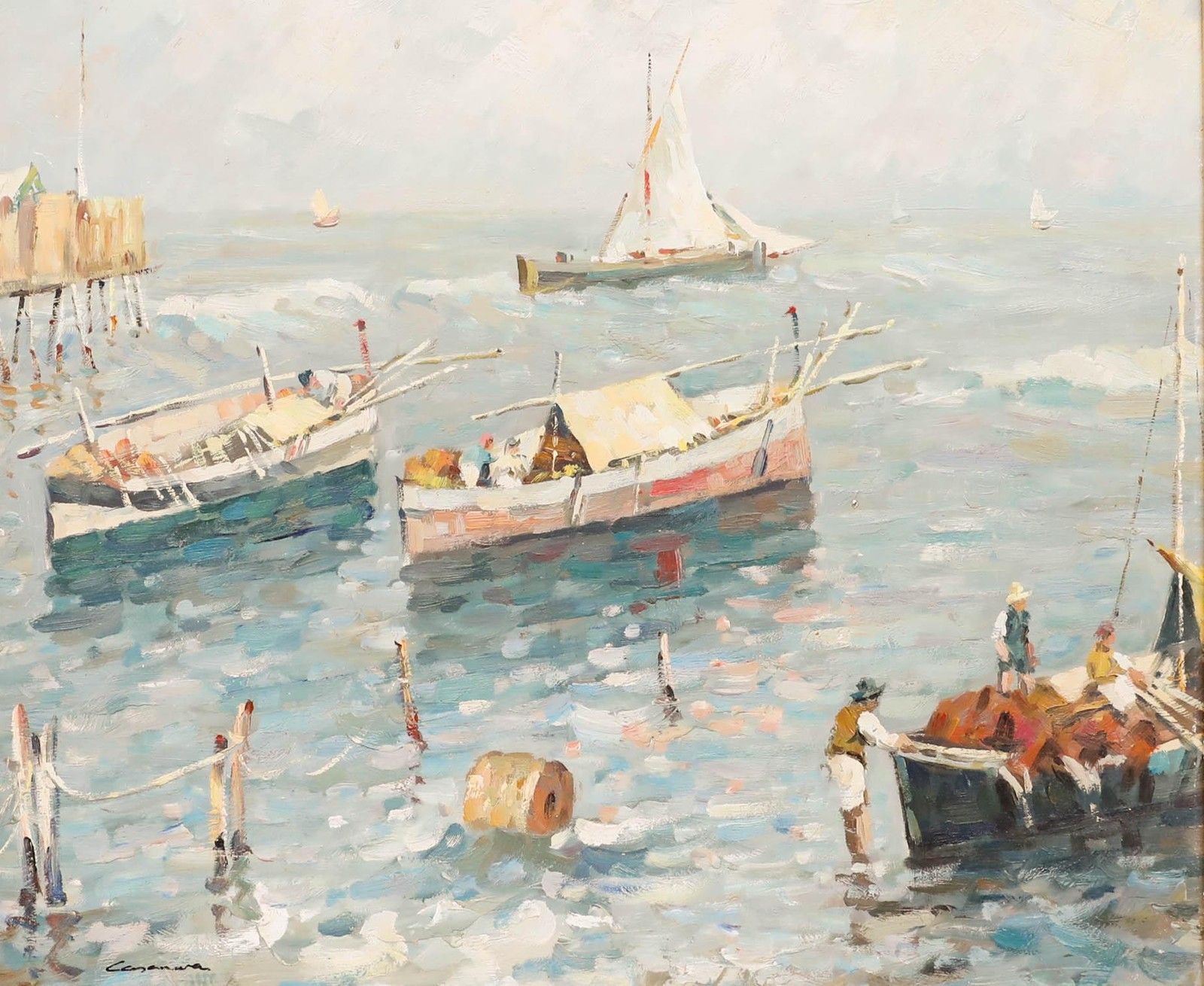Jose Casanova (1933 1989) 20th Century Oil, Reflections On The Water photo furniture
