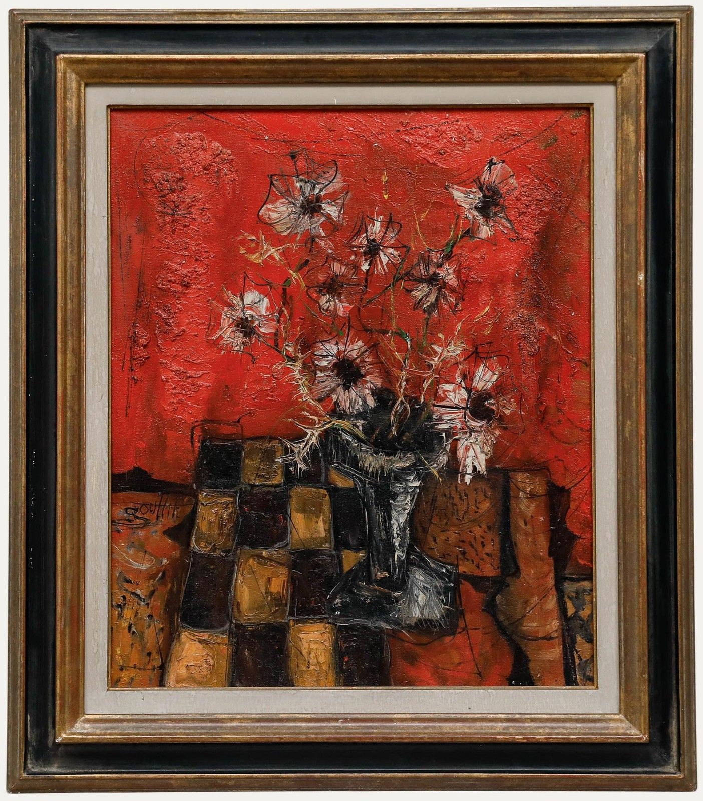 Jean Marie Gouttin (1922 1987)  Mid 20th Century Oil, Still Life In Red