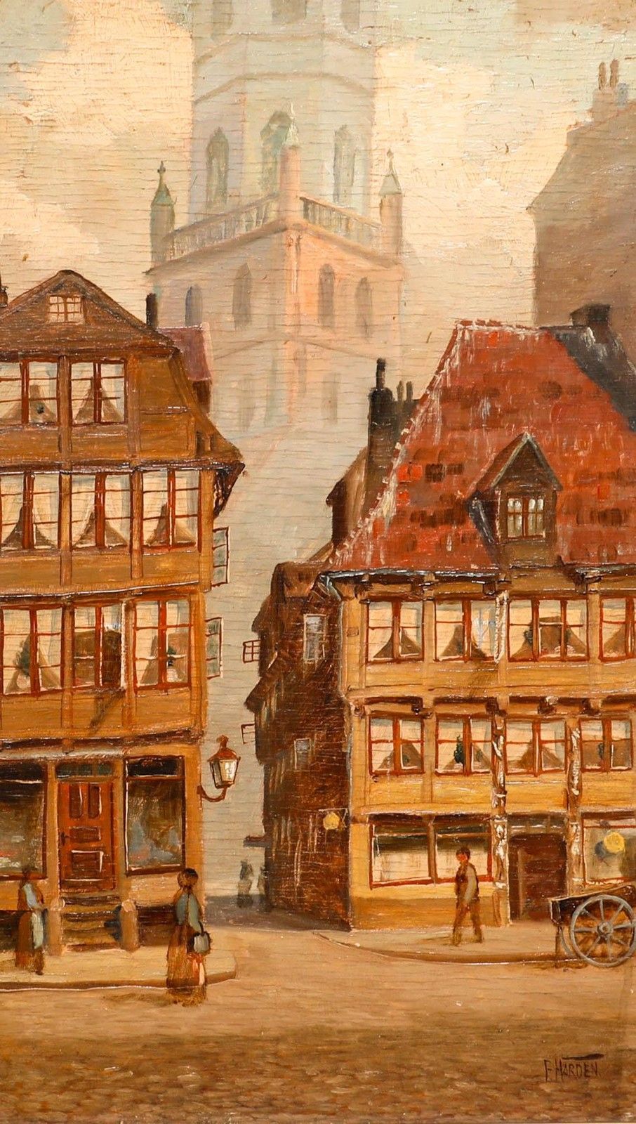 Friedrich Harden (1861 1921) Late 19th Century Oil, Hamburg Street Scene photo furniture
