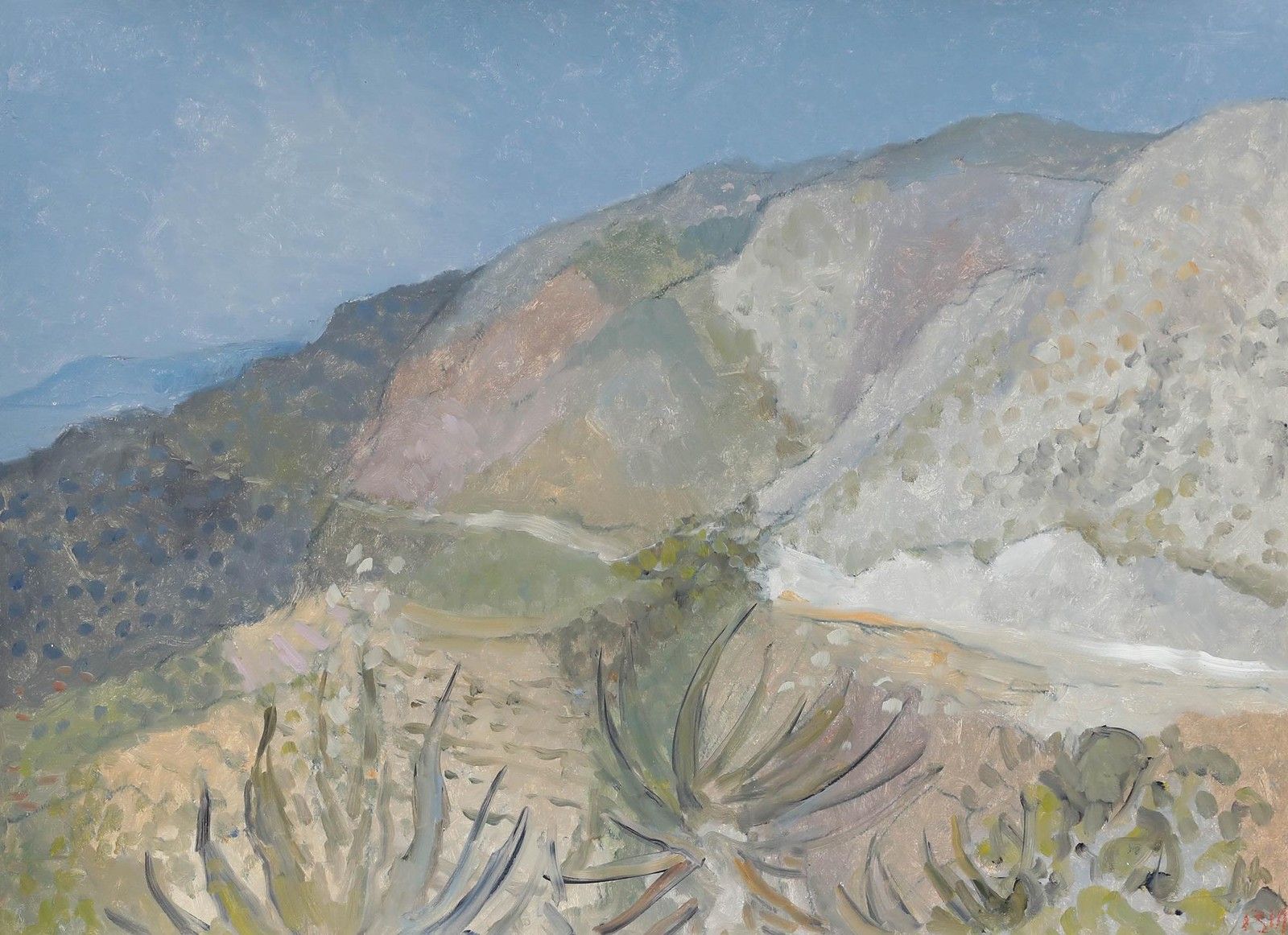 Bernard Myers (1925 2007) Contemporary Oil, Valley View II photo furniture