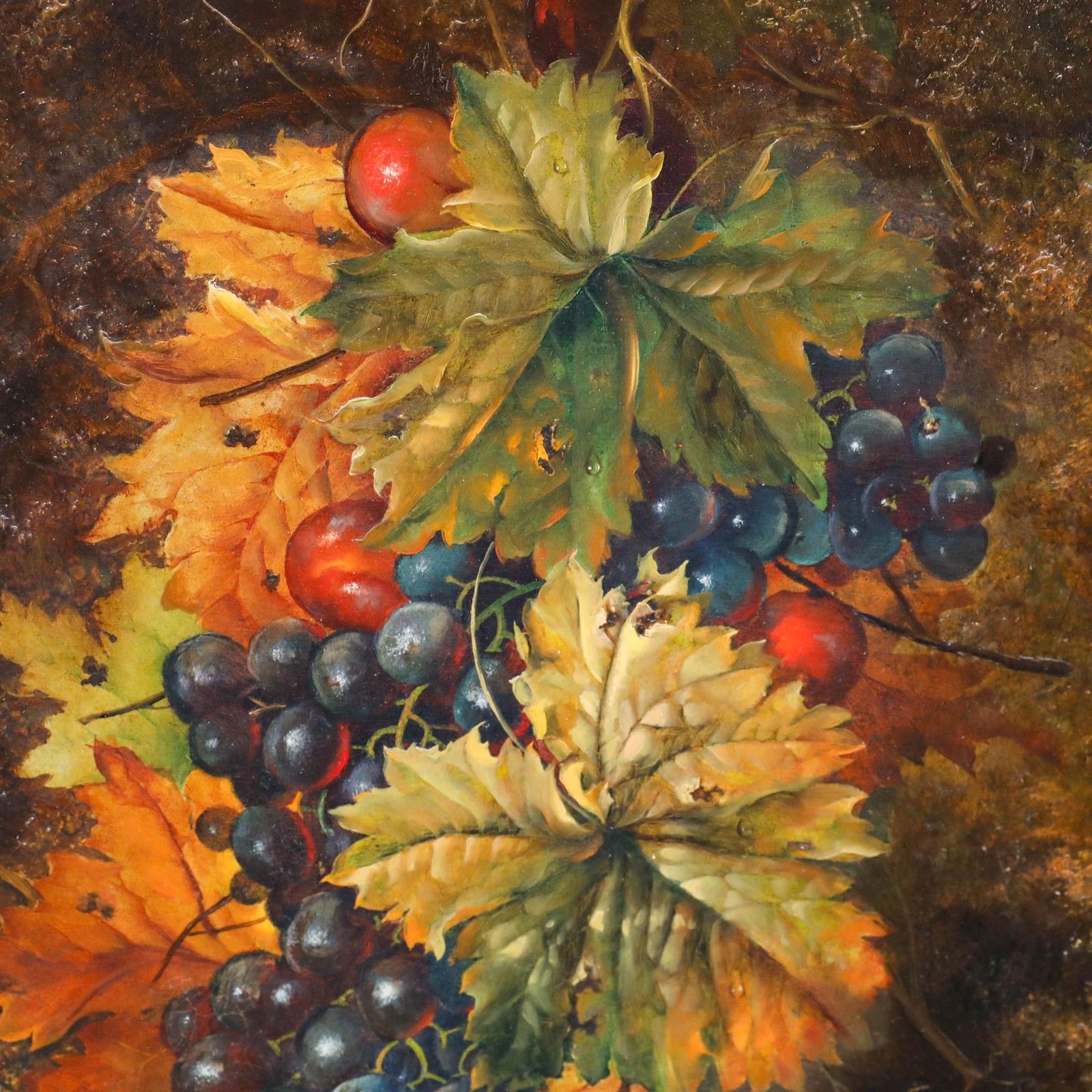 Keith Cresswell (1940 1989) Framed Oil, Still Life Of Fruit & Foilage photo Art
