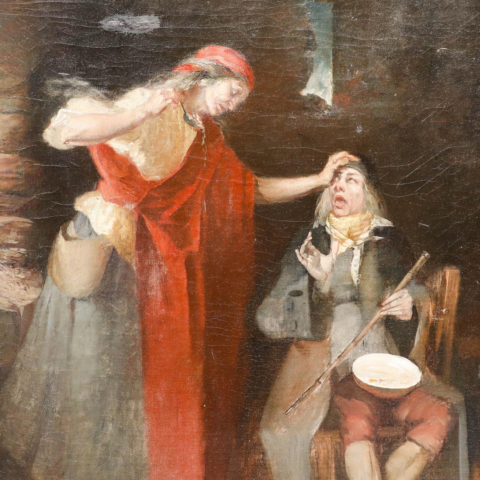 19th Century Oil The Reluctant Patient photo Art