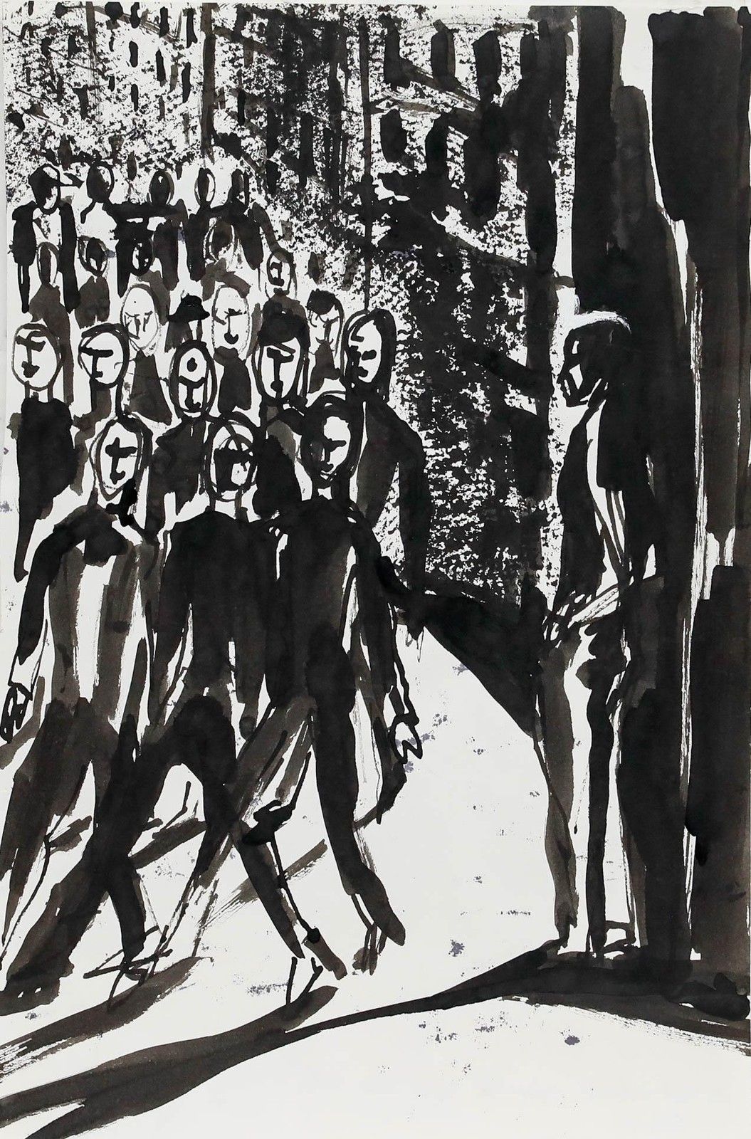Charlotte Heister (1921 1998) Mid 20th Century India Ink, Army photo furniture