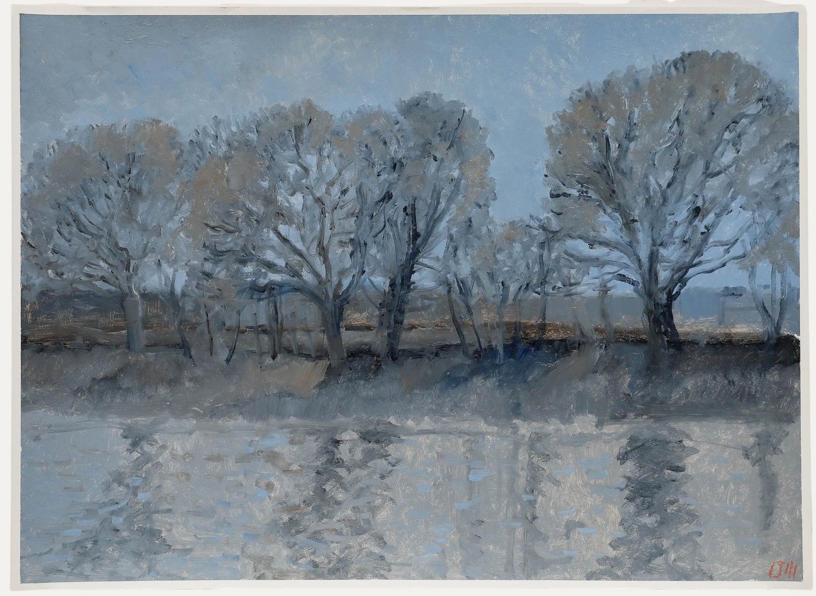 Bernard Myers (1925 2007) Contemporary Oil, Trees By The Tow Path