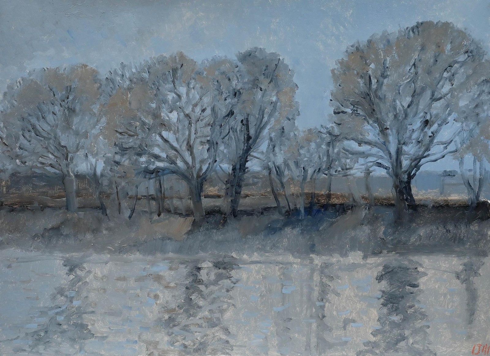 Bernard Myers (1925 2007) Contemporary Oil, Trees By The Tow Path photo furniture