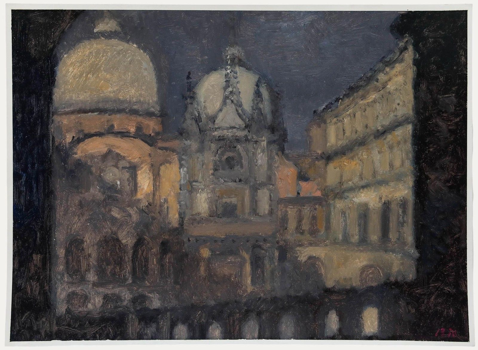 Bernard Myers (1925 2007) Contemporary Oil, San Marco From Ducale Palace
