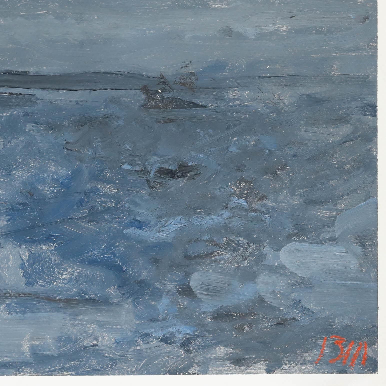 Bernard Myers (1925 2007) Contemporary Oil, The Thames In Winter photo Art
