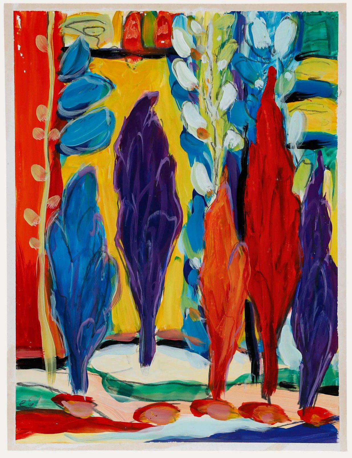 Erwin Steinhauser (1939 2023) Contemporary Acrylic, Cypress Trees