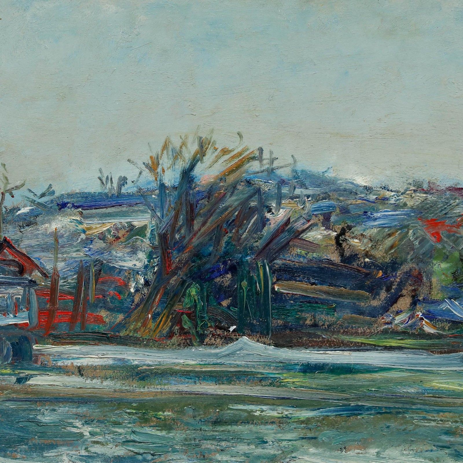 Georges Eugene Delhomme (1904 1989) 20th Century Oil, Joinville Le Pont photo Art