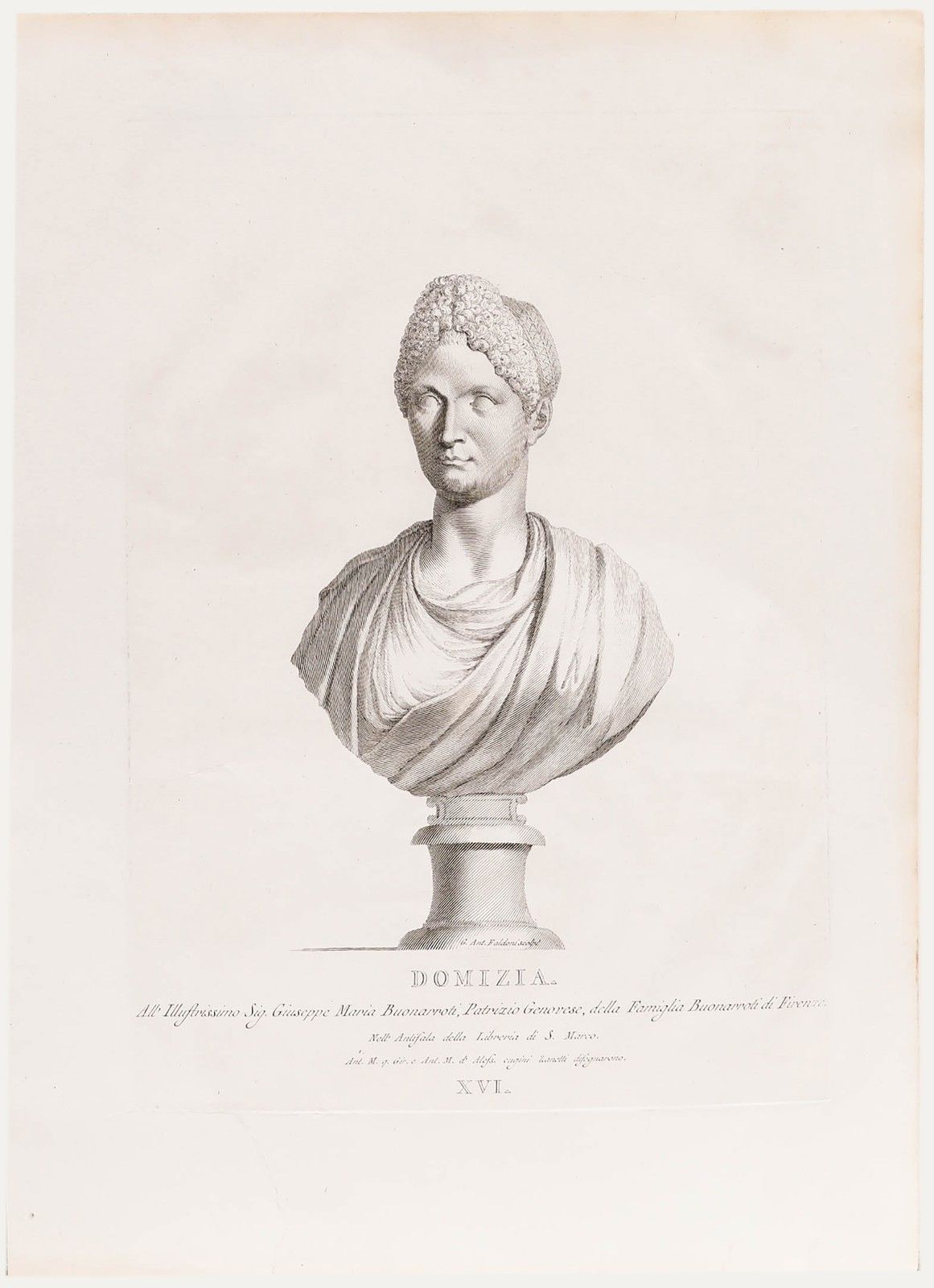 Zanetti's Ancient Statues 18th Century Engraving, Domizia Longina