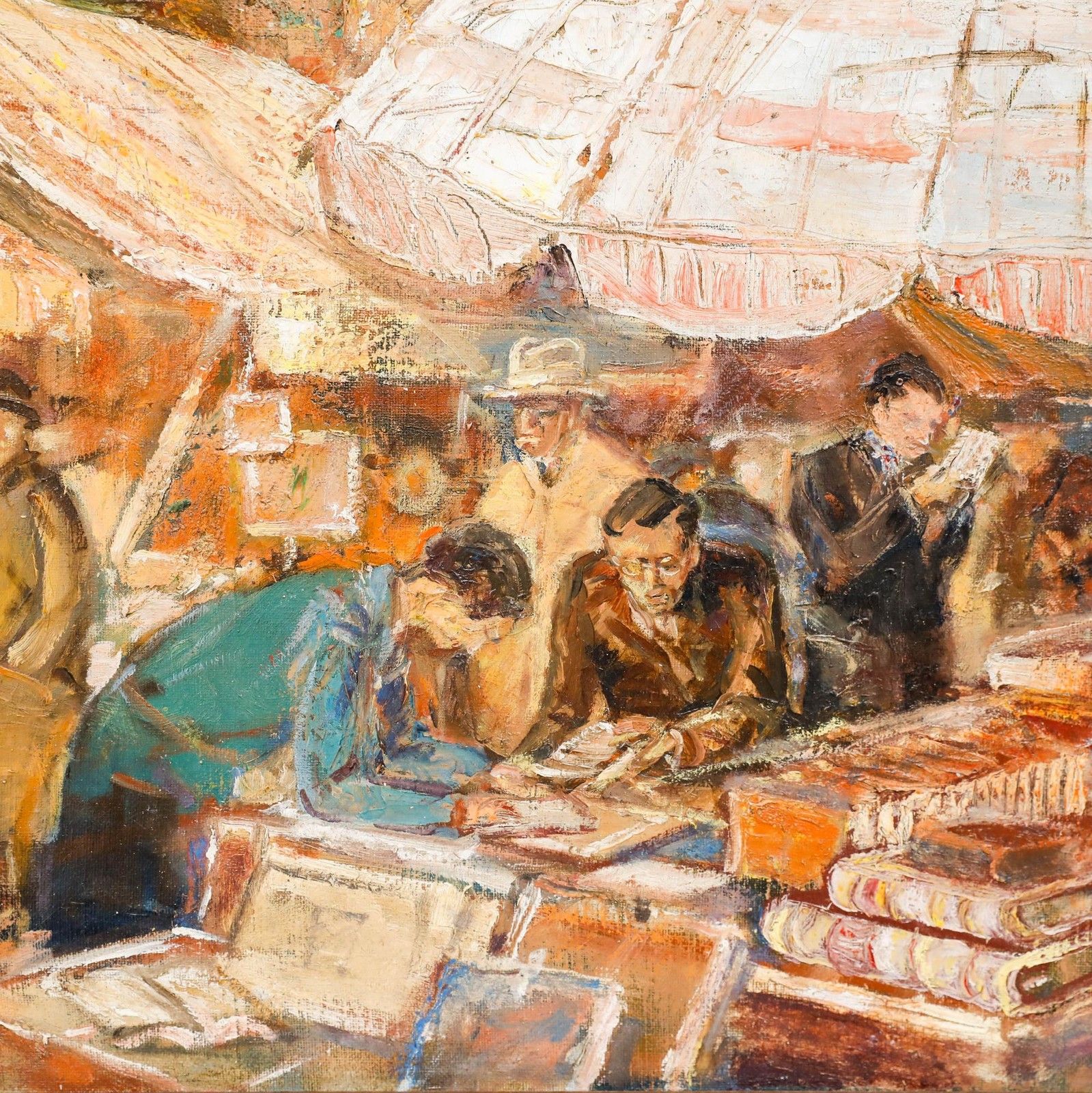 R. Van Hasselt  20th Century Oil, Campo De Fiori, Roma photo Art