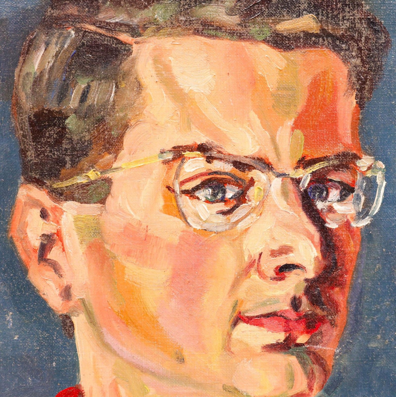 Alexandre Berlant (1921 1994) 1954 Oil, Self Portrait In Plaid photo Art