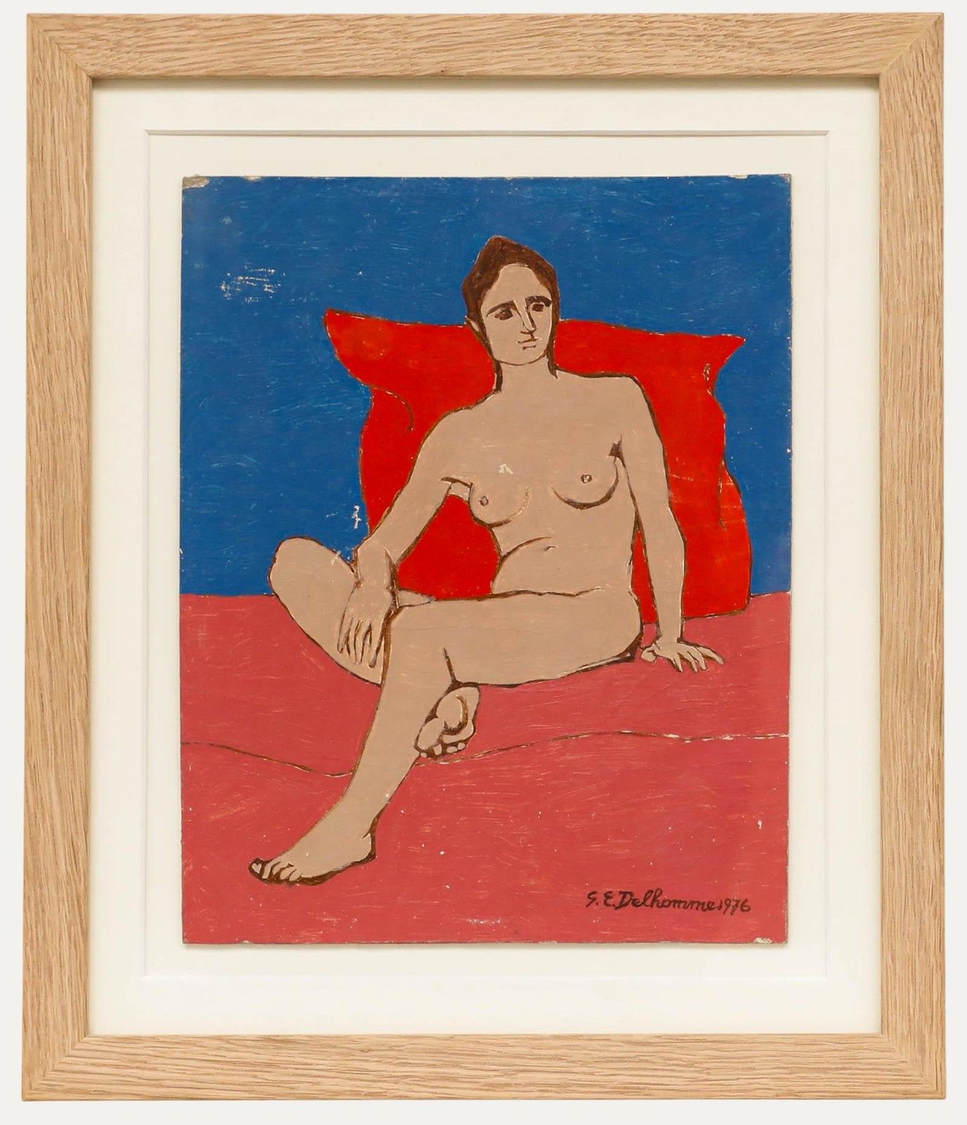 Georges Eugene Delhomme (1904 1989) 20th Century Oil, The Red Cushion