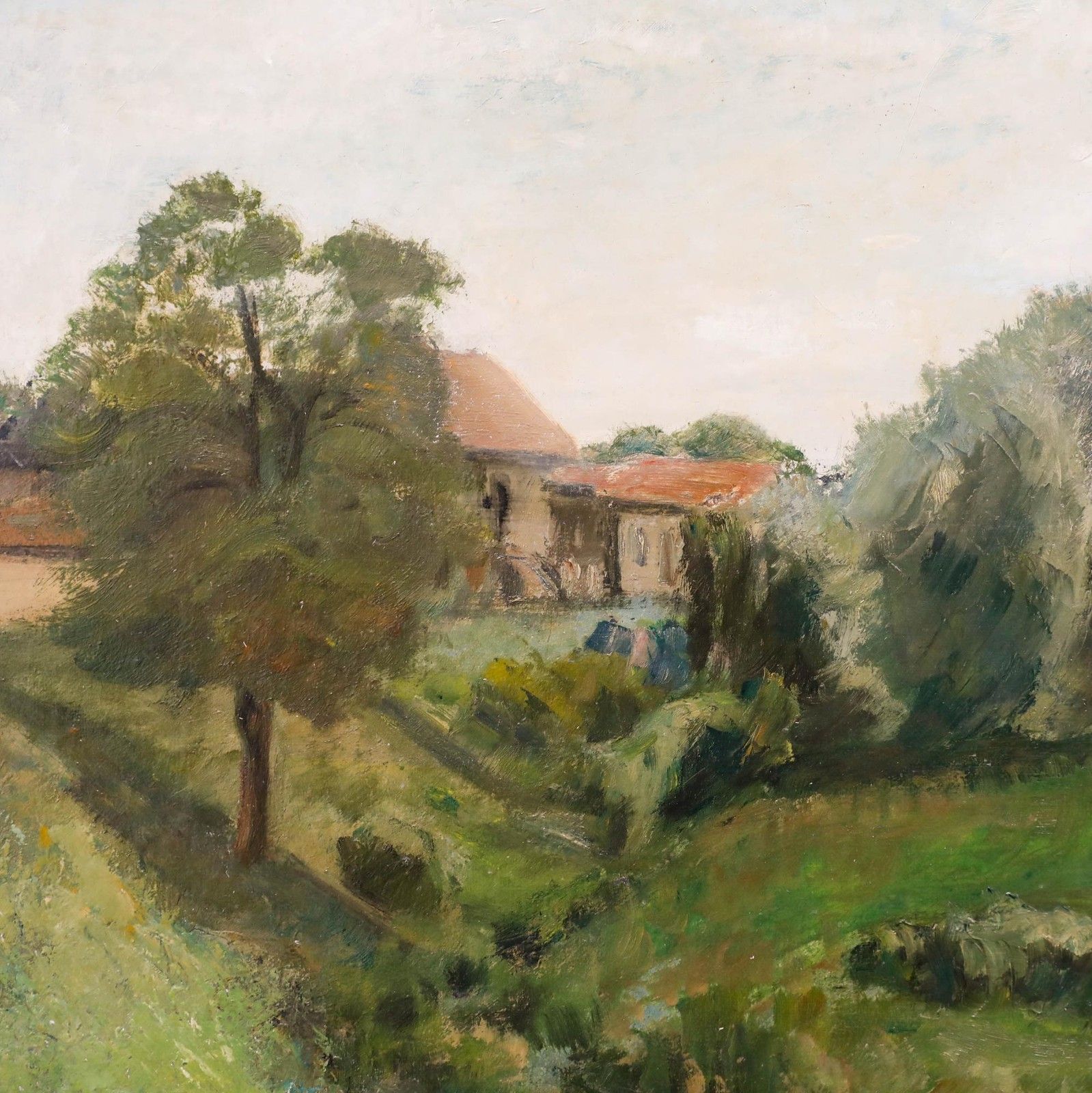 Georges Eugene Delhomme (1904 1989) 20th Century Oil, Small Arm Of The Marne photo Art
