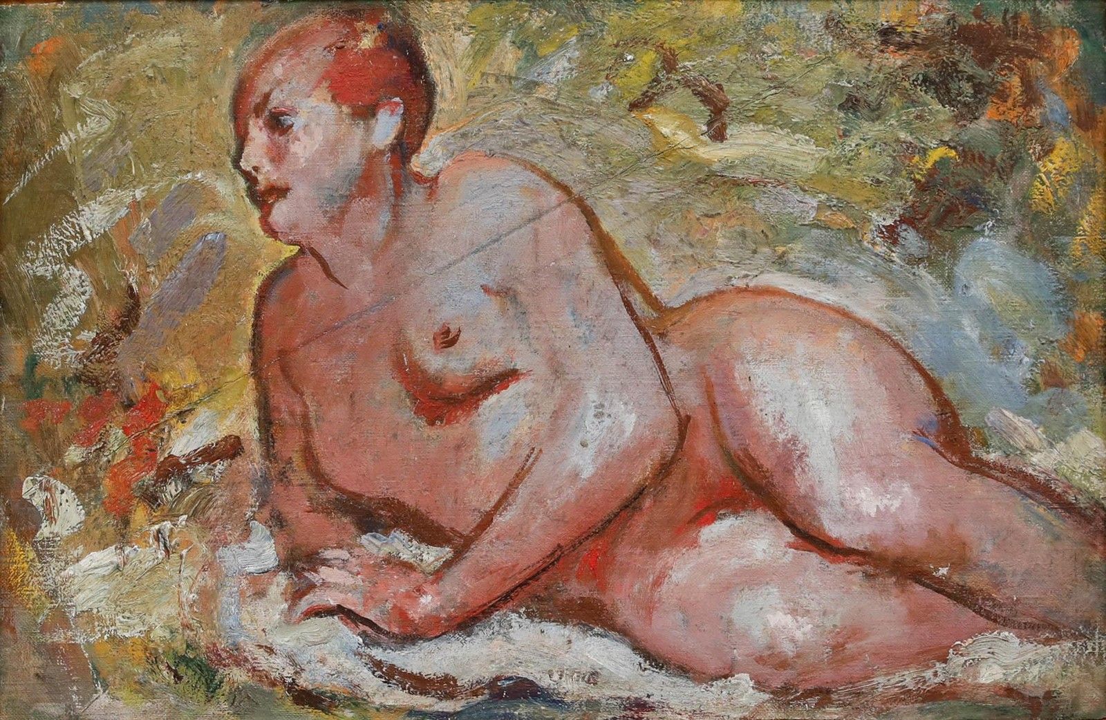 Follower Of Ivon Hitchins (1893 1979) Framed Oil, Reclining In The Meadow photo furniture