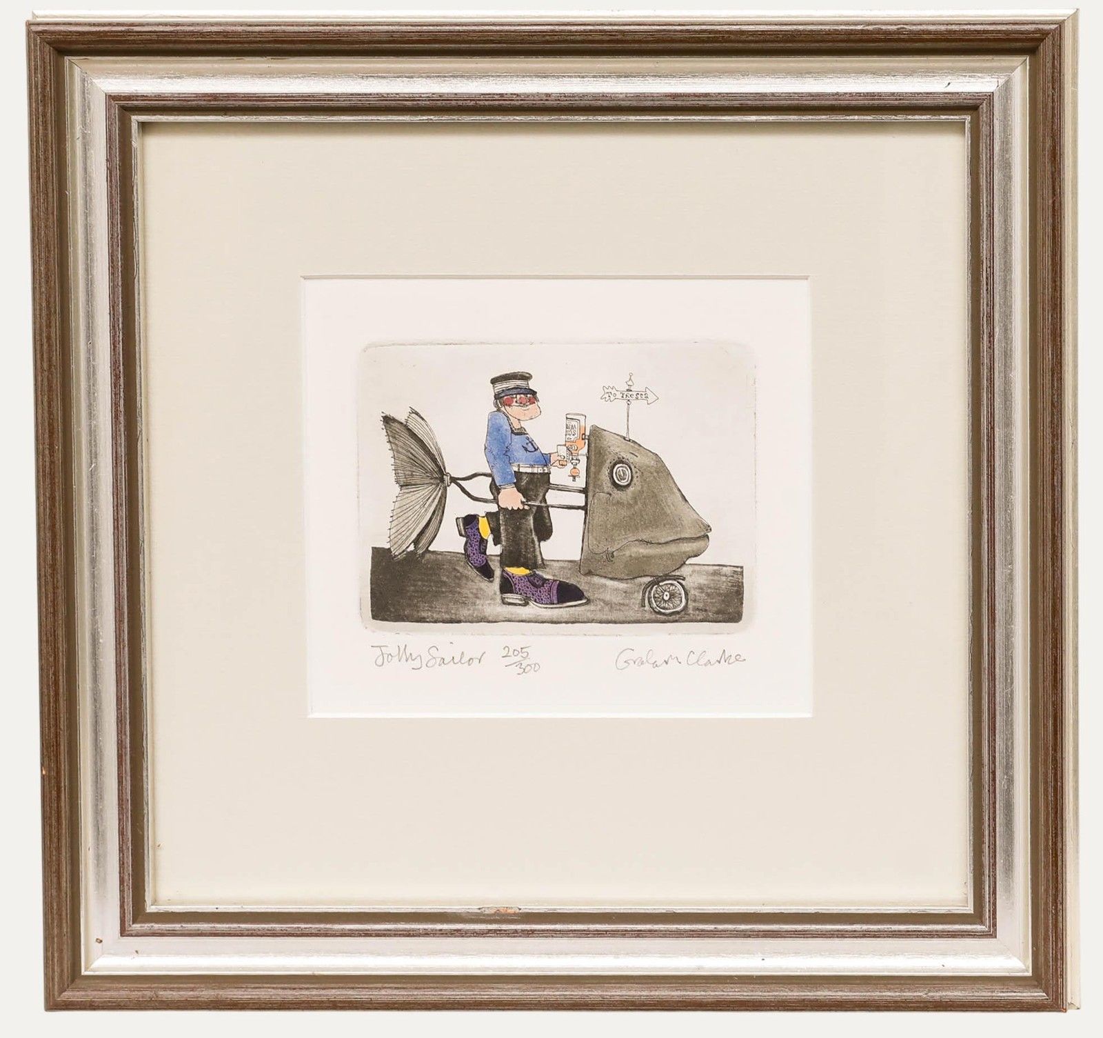 Graham Clarke (B.1941) Framed 20th Century Etching, Jolly Sailor