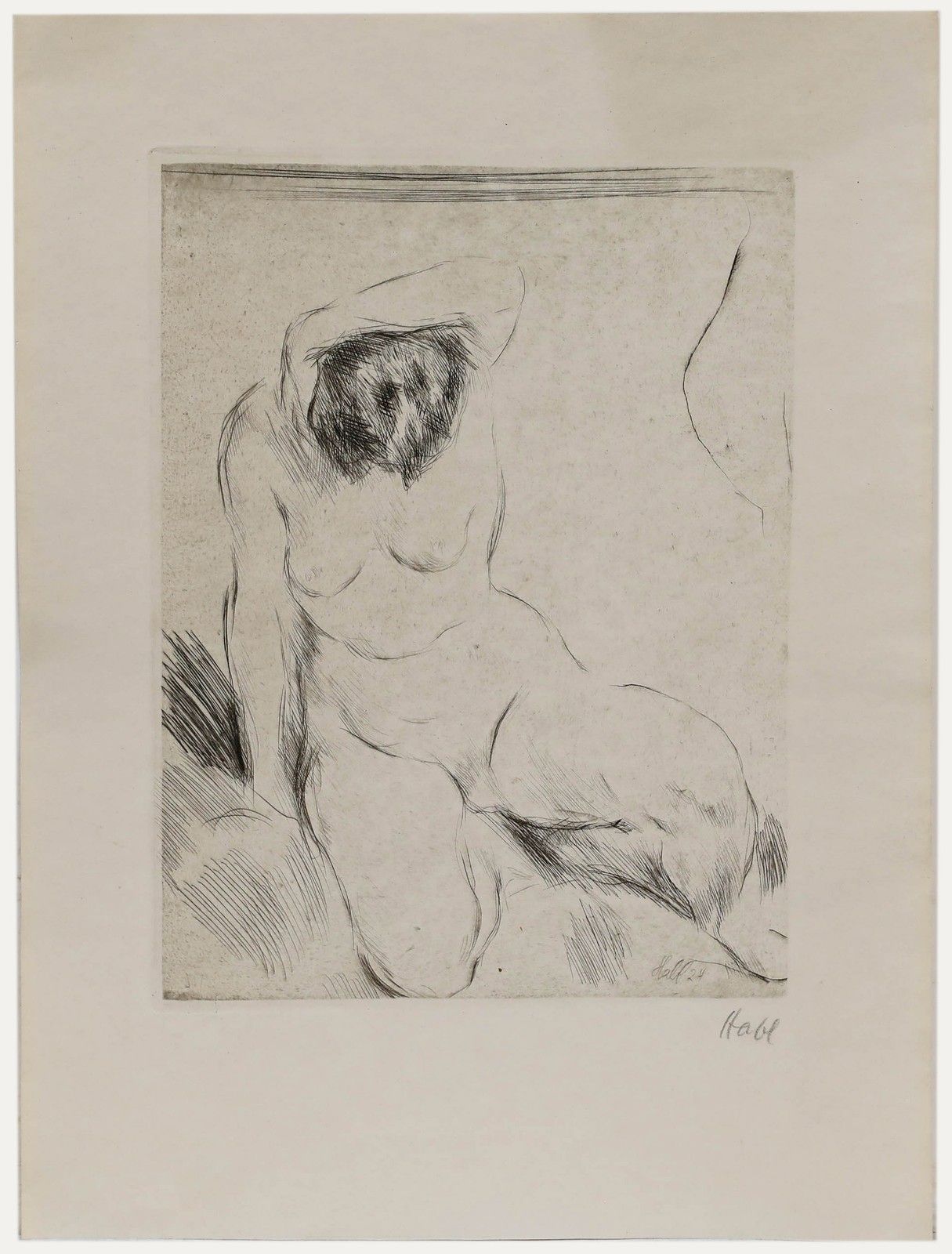 Willy Habl (1888 1964) 1924 Etching, Posed Nude