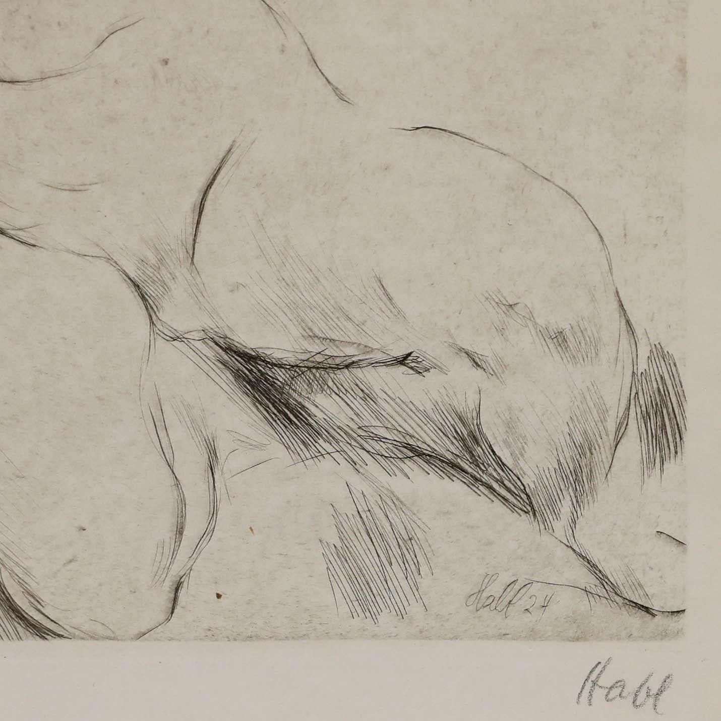 Willy Habl (1888 1964) 1924 Etching, Posed Nude photo for sale