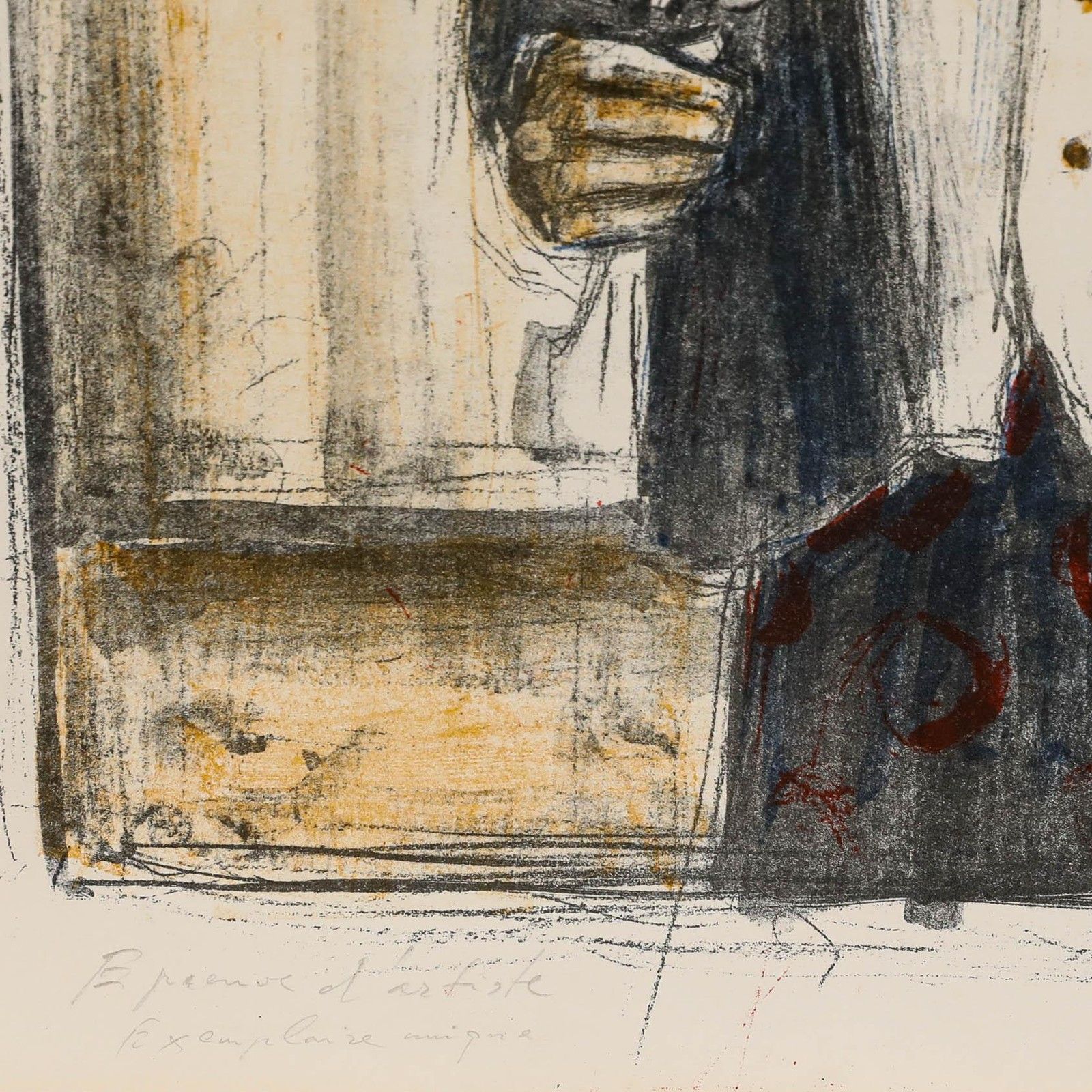 August Frey (1912 1998) 1980 Lithograph, Clown With Rose photo for sale