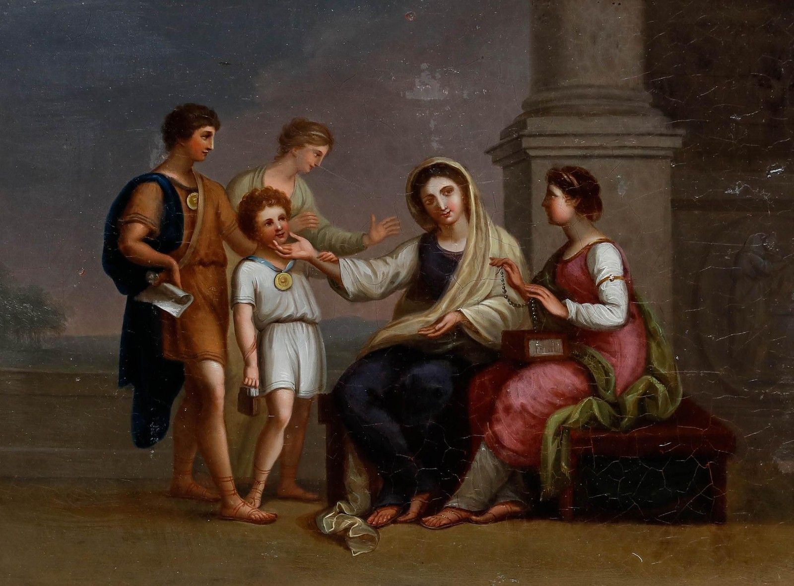 After Benjamin West Pra (1738 1820)  19th Century Oil, Cornelia And Her Children photo furniture