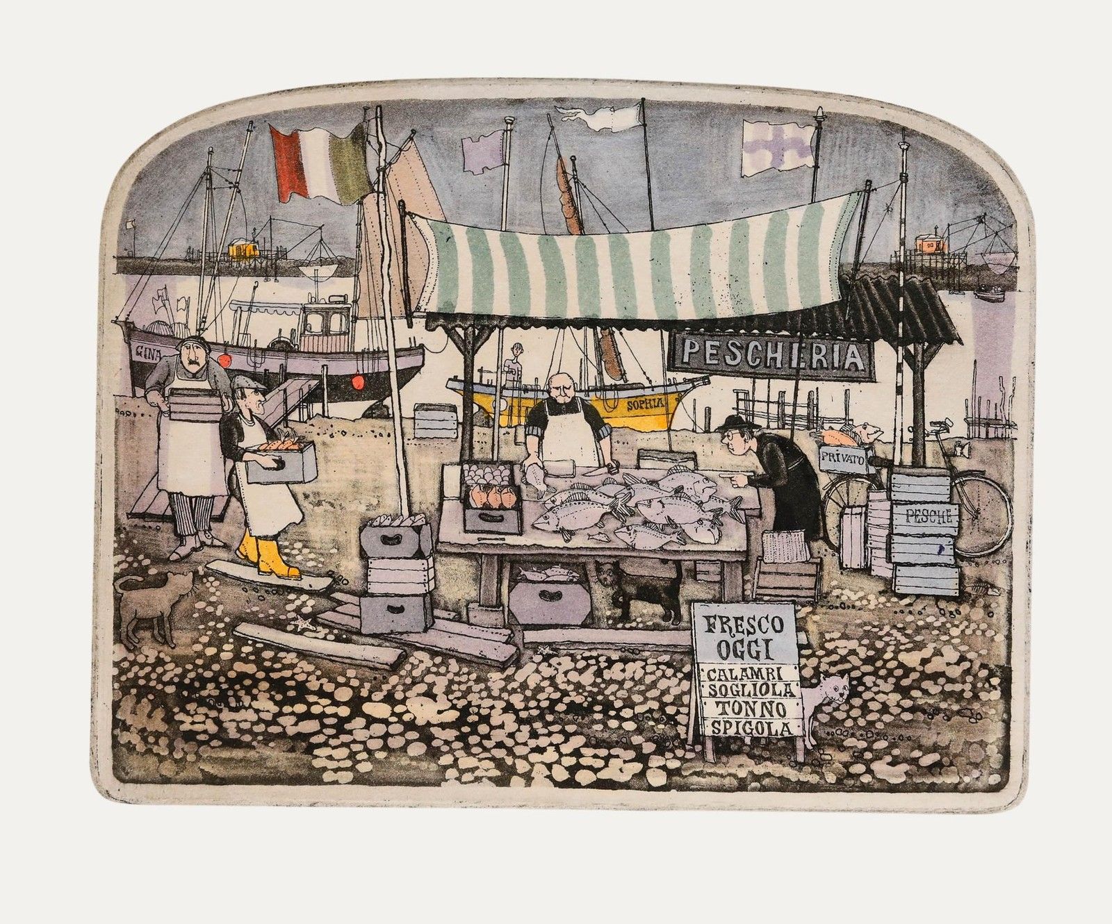Graham Clarke (B.1941) 20th Century Etching, Fresco Oggi