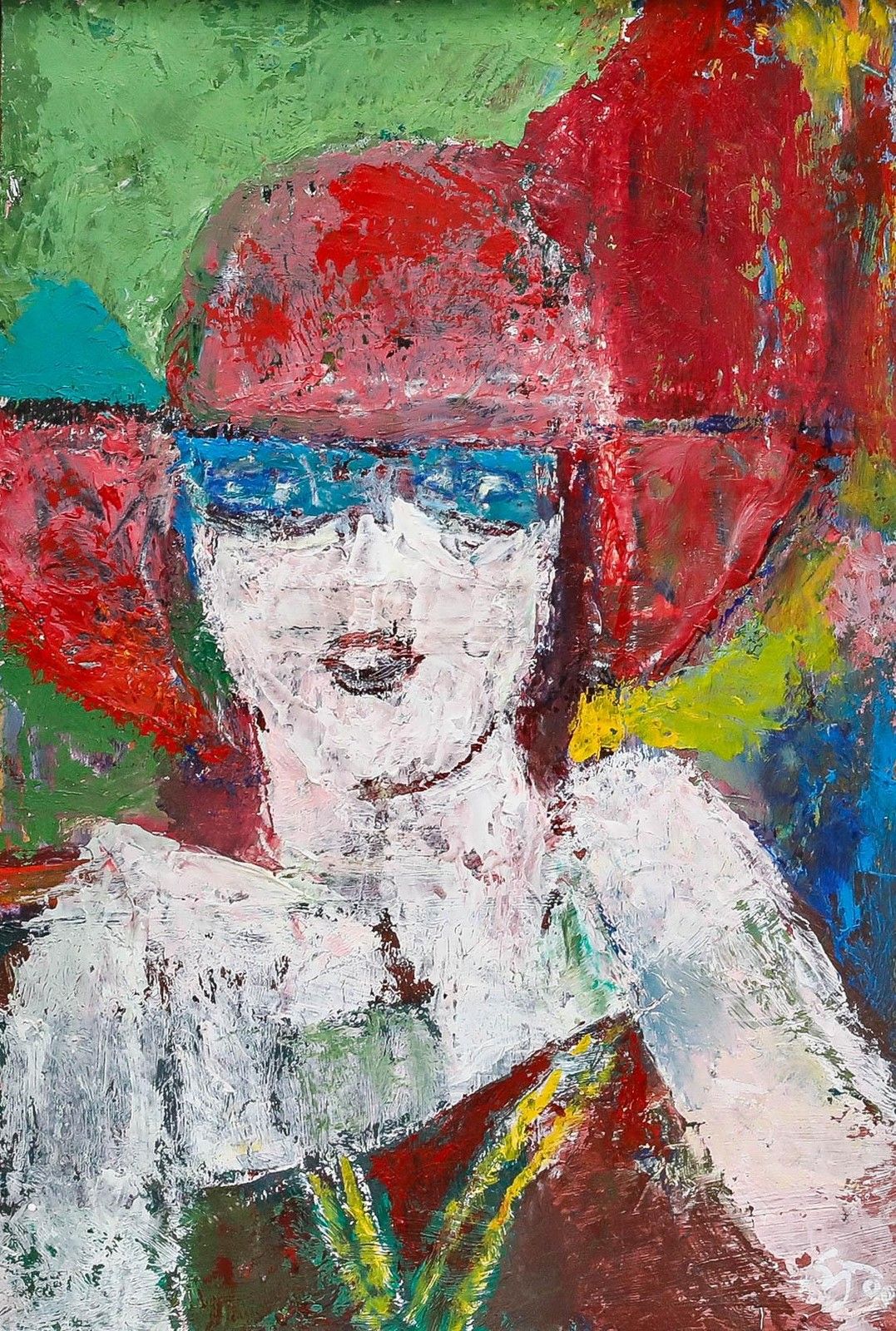 Ewart Johns (1923 2013) 1990 Oil, Girl In A Pink Hat photo furniture