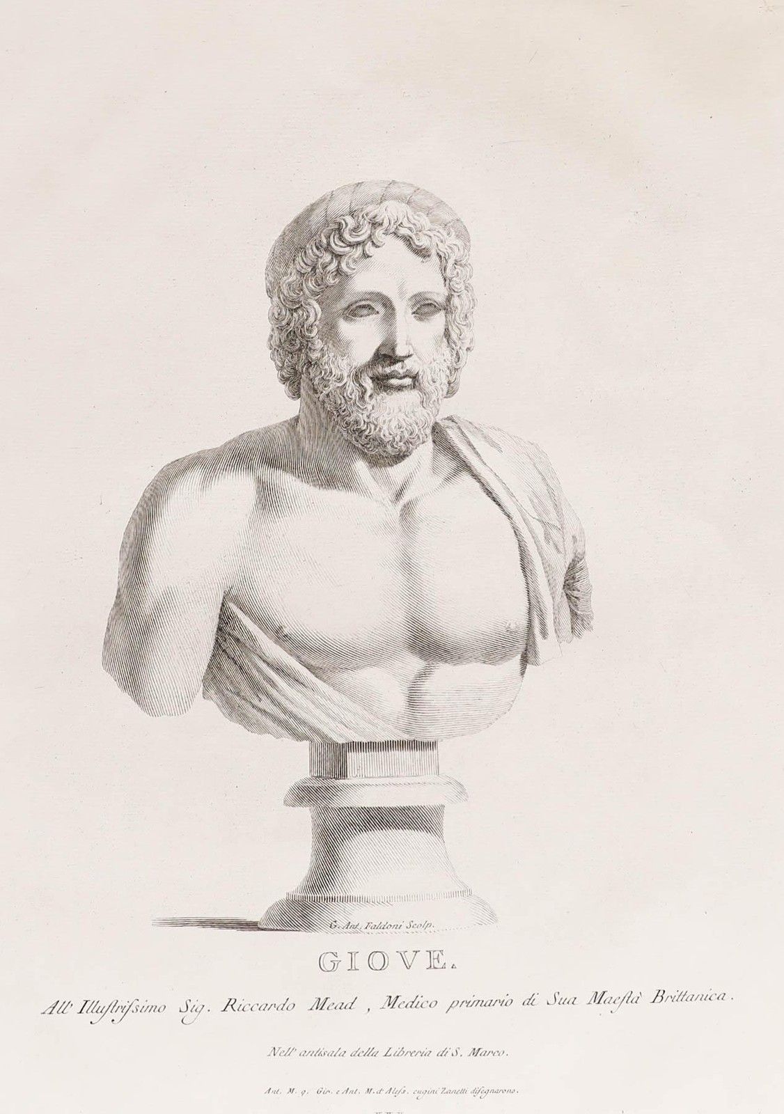 Zanetti's Ancient Statues 18th Century Engraving, Giove photo furniture