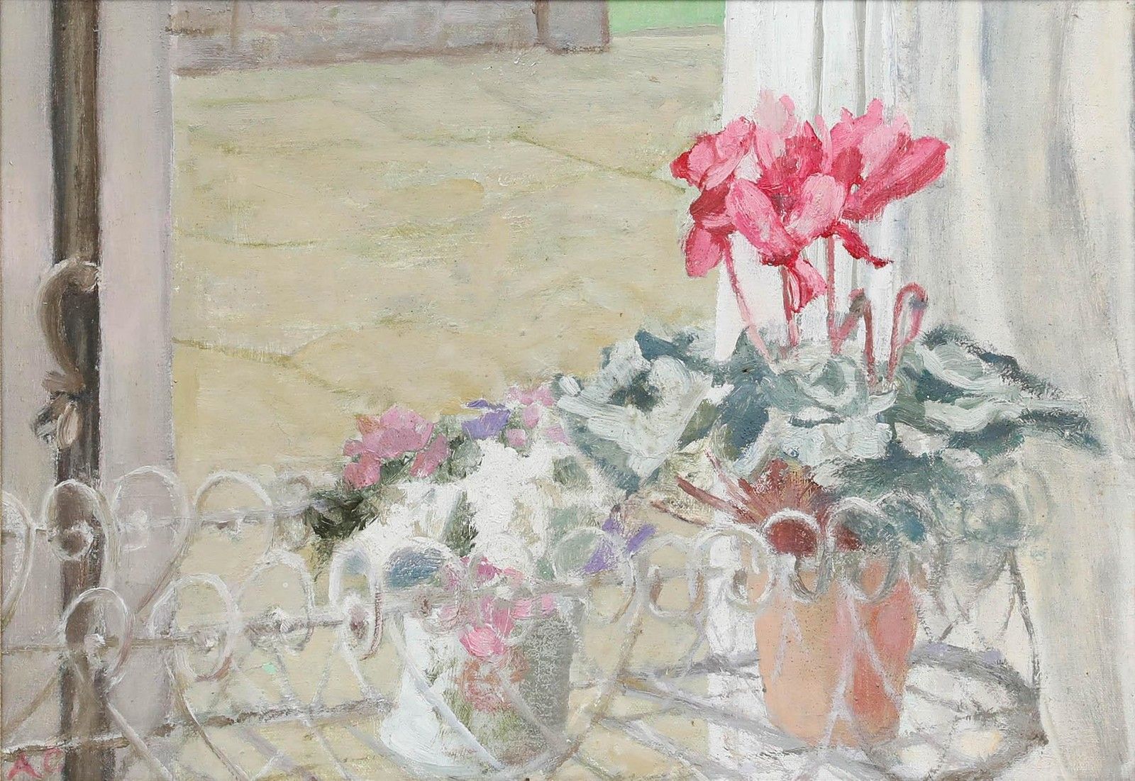 A.C 20th Century Oil, Study Of A Cyclamen photo furniture