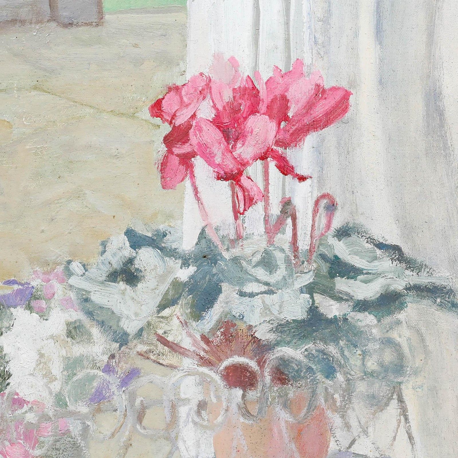 A.C 20th Century Oil, Study Of A Cyclamen photo Art