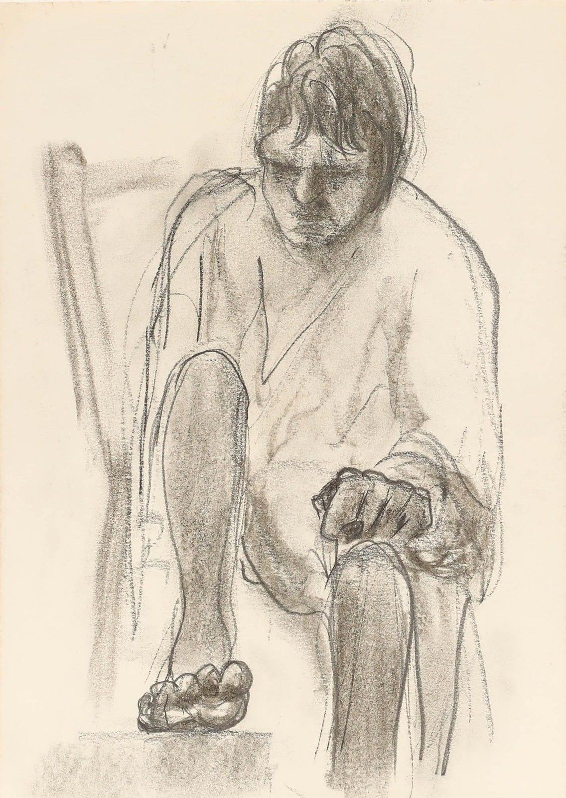Julian Dyson (1936 2003) 20th Century Graphite Drawing, Seated Man photo furniture