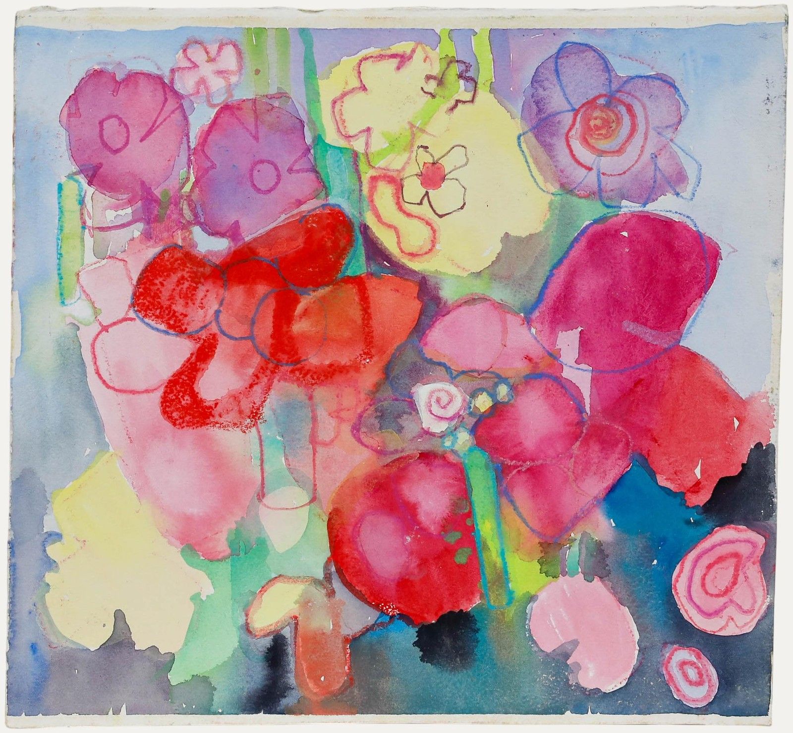 Nola Armstrong 20th Century Mixed Media, Bouquet In Purple And Red