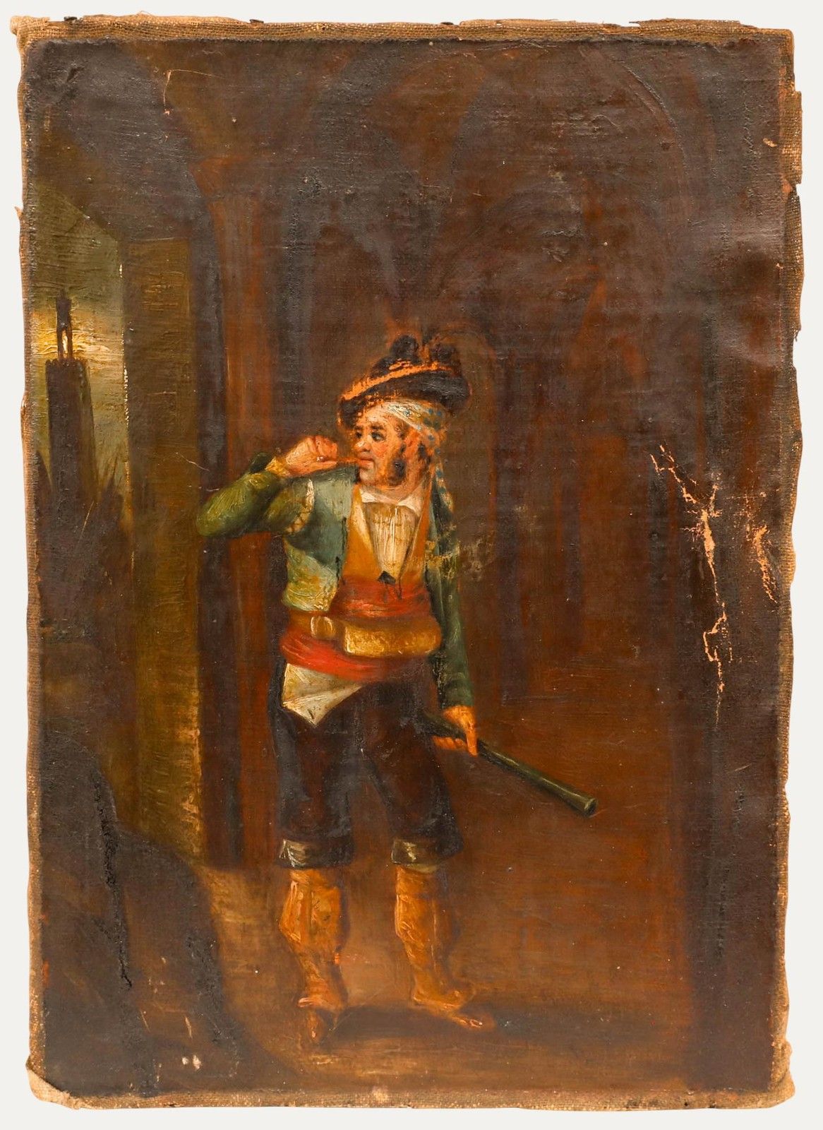 For Restoration 19th Century Oil A Soldier